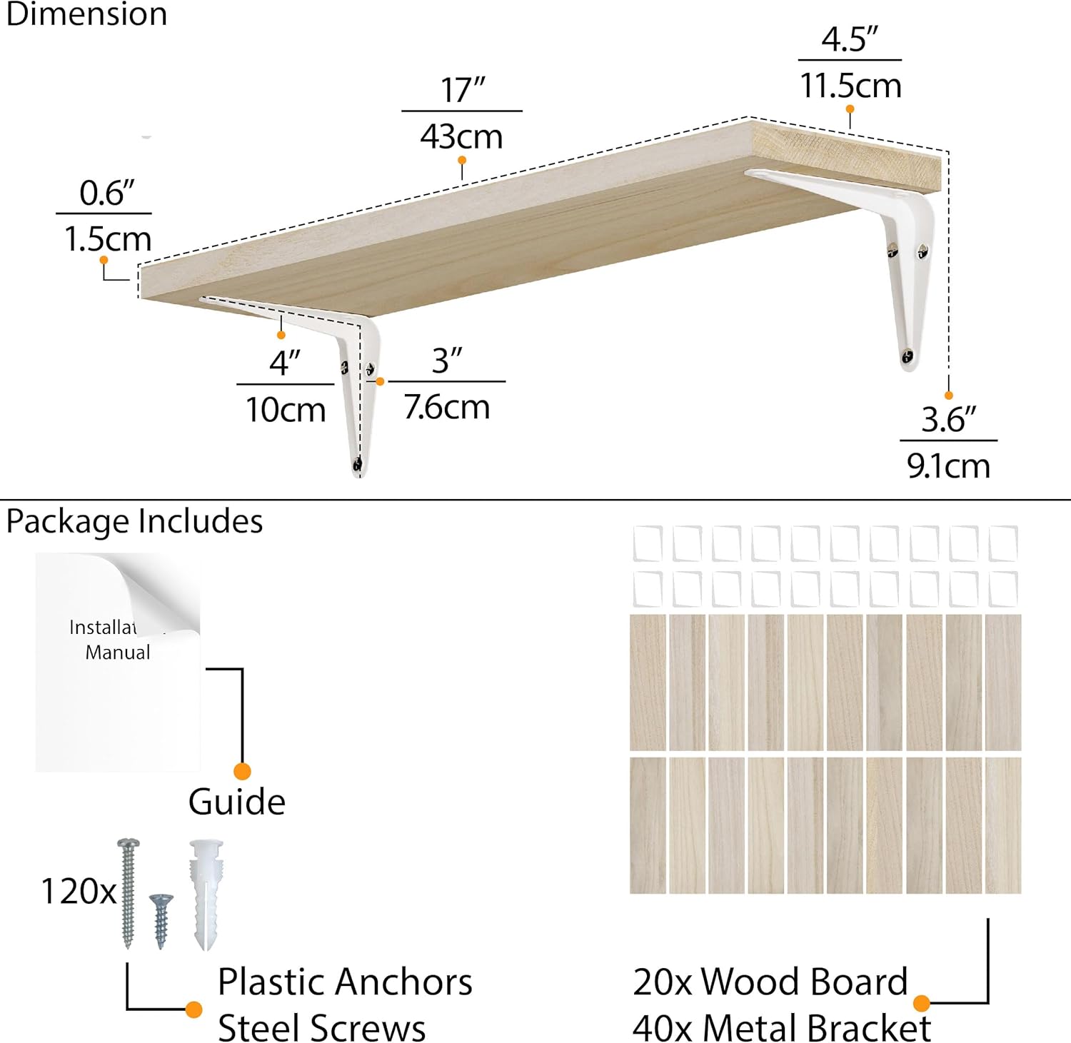 Wallniture Arras Floating Shelves Set of 20
