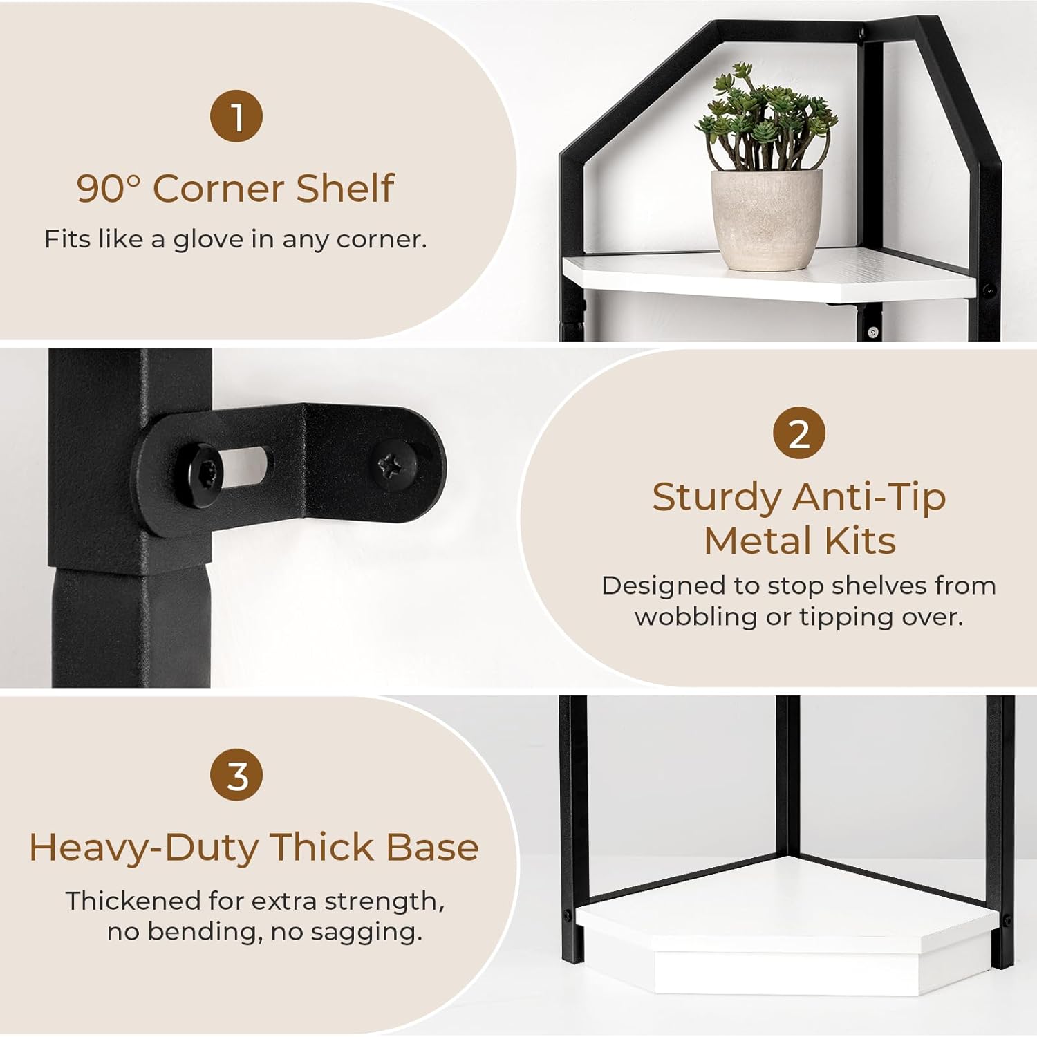 70 Inch Tall Corner Shelf Stand with 5 Tiers White