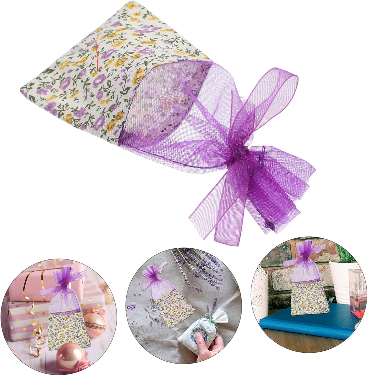 CHILDWEET 10pcs Organza Lavender Sachet Bags with Drawstring Closure