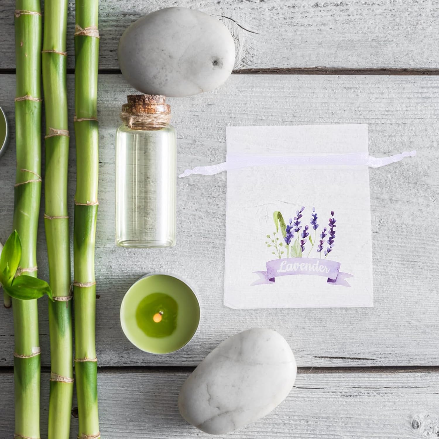 LUOZZY 40 pcs Lavender Sachet Bags with Drawstring