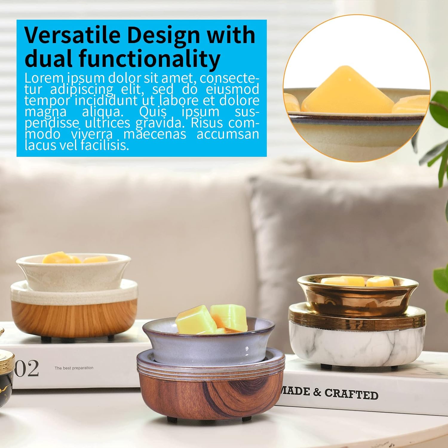 Mocosa Ceramic Wax Melt Warmer 3-in-1 Candle Warmer