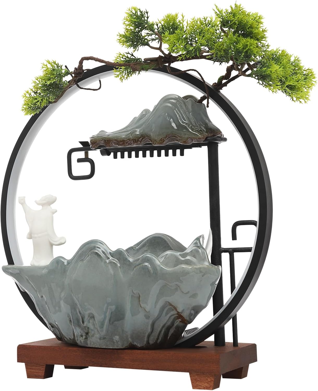 Stylish Tabletop Water Fountain with LED Light and Atomizer