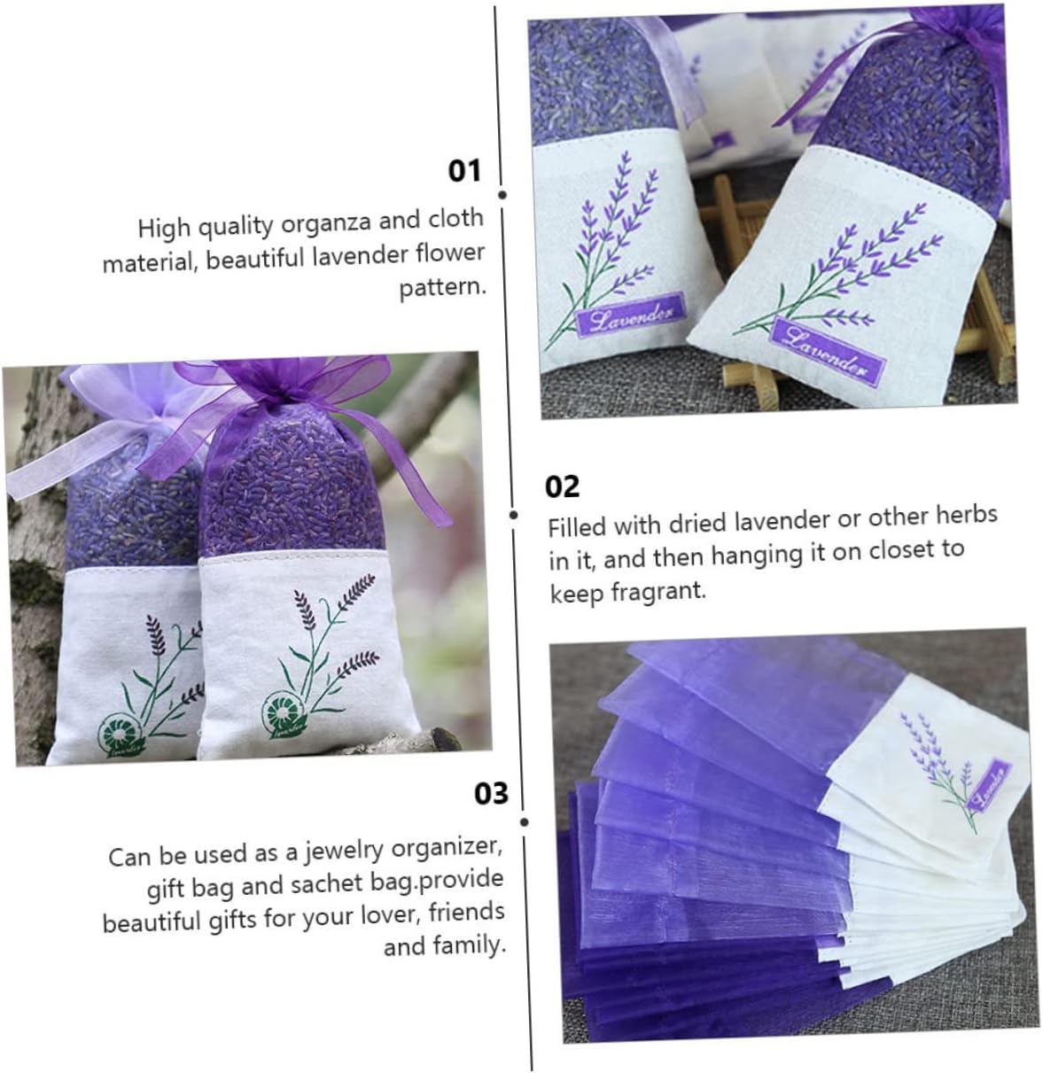 22Pcs Lavender Sachet Bags for Home Fragrance and Jewelry Storage