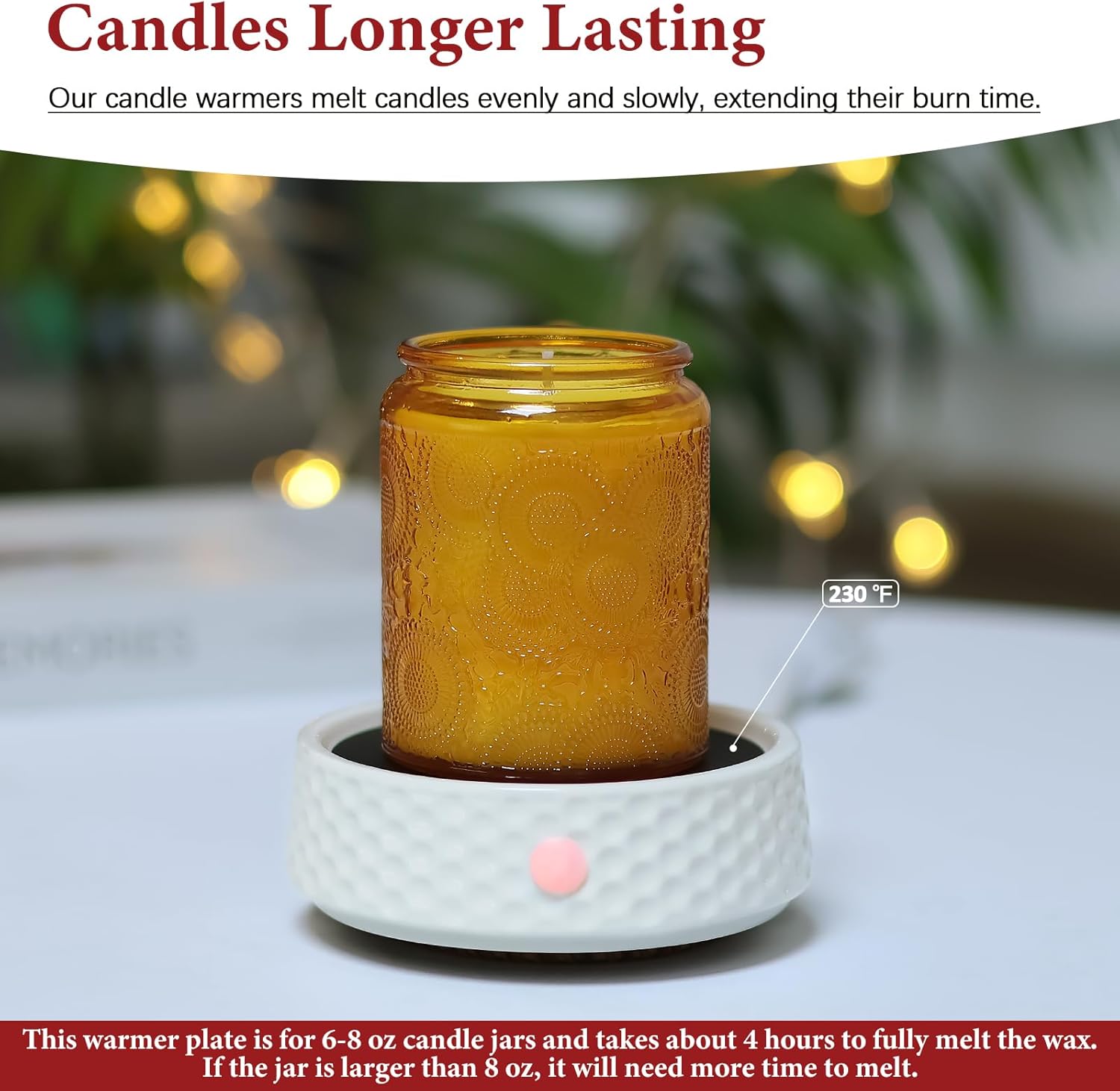 Electric Ceramic Candle Warmer Plate for Jar Candles and Coffee Mugs