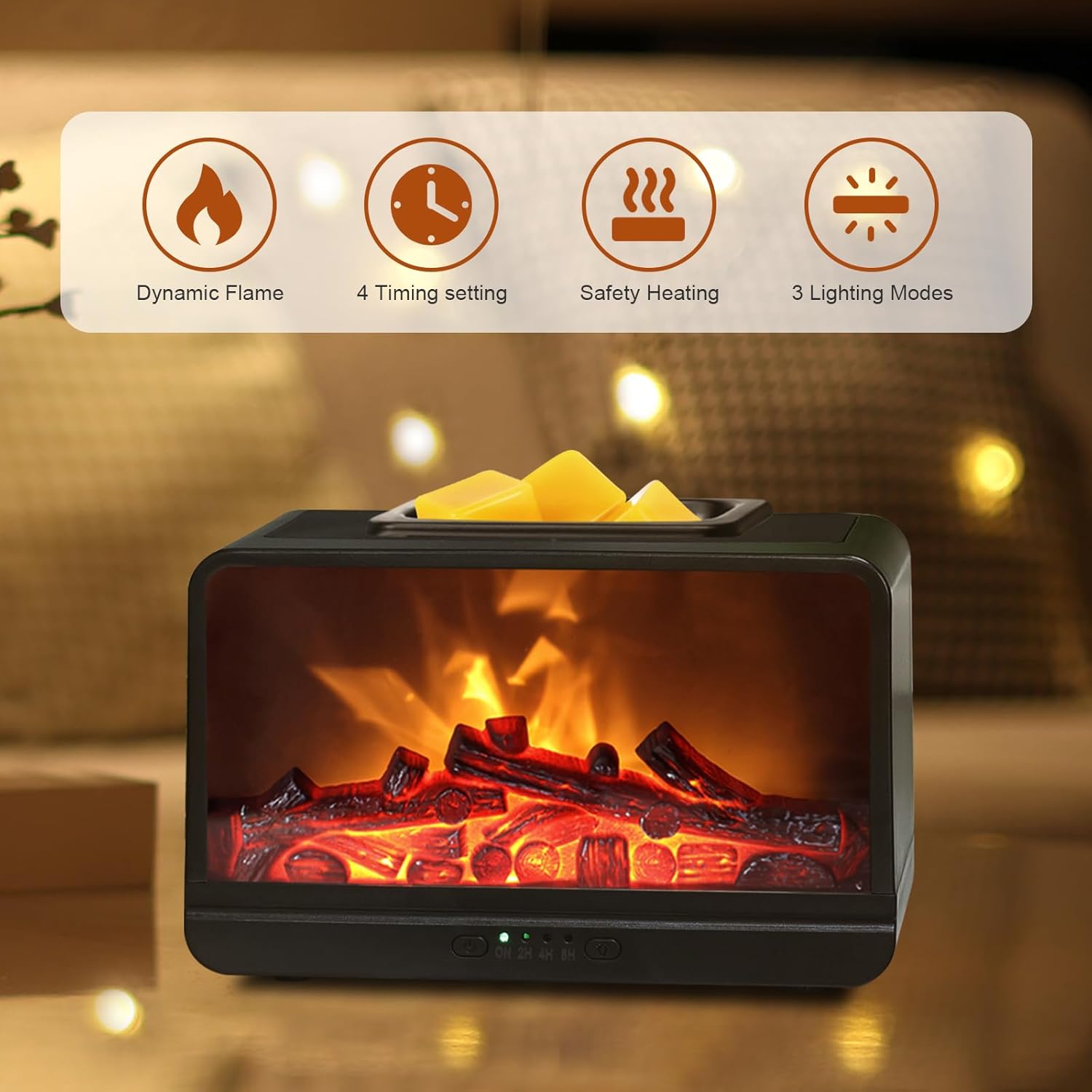 EQUSUPRO Flame Effect Wax Melter Electric Burner with 4 Timer Settings