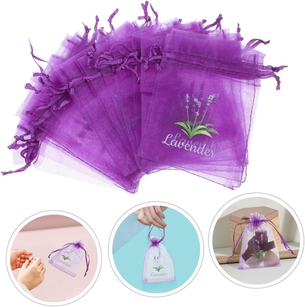 Cabilock 20pcs Lavender Scented Drawstring Sachets