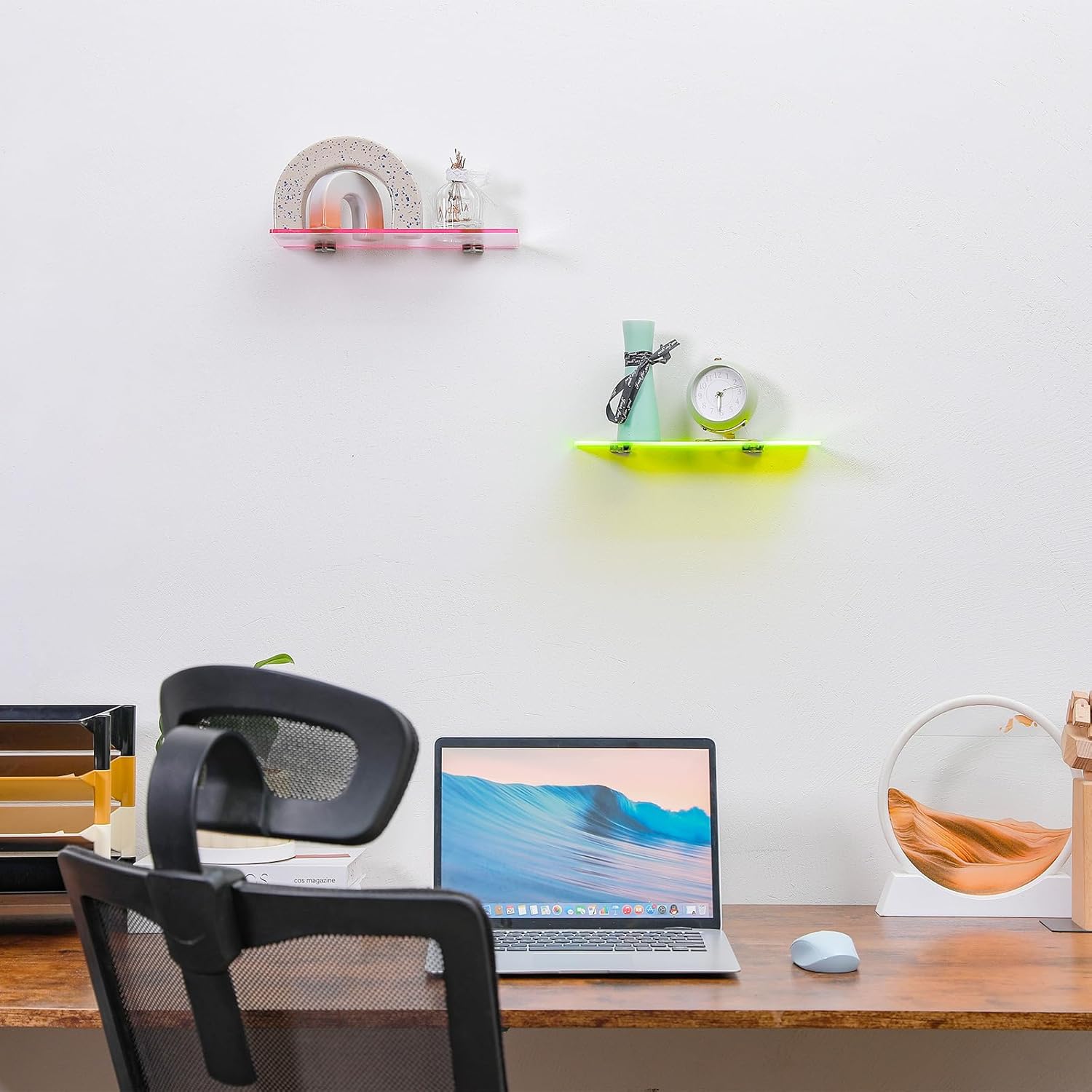 12 Inch Floating Shelves Neon Clear Green 2 Pcs