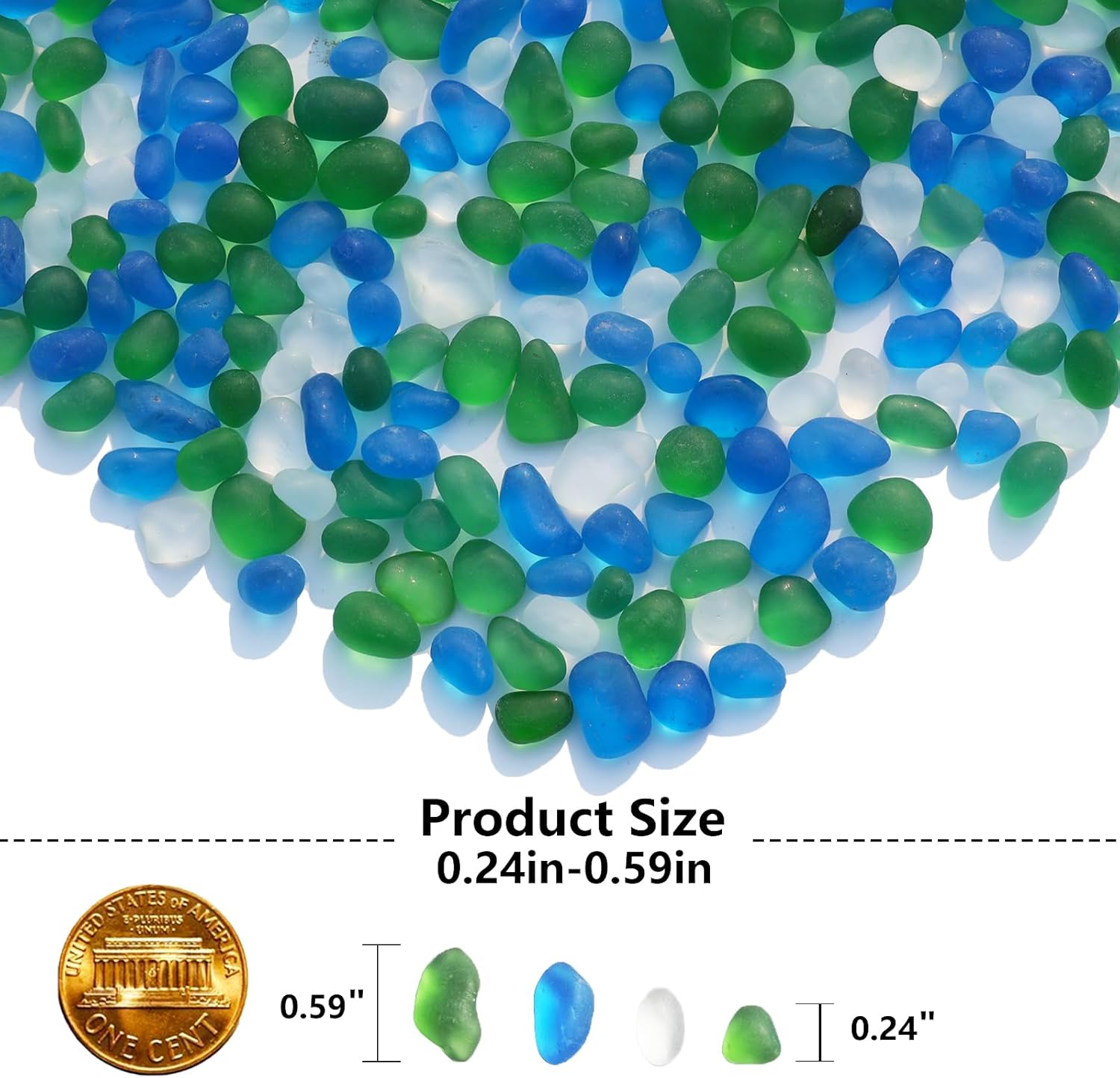 Sea Glass Stones 29LB Green Mixed Frosted Pebbles