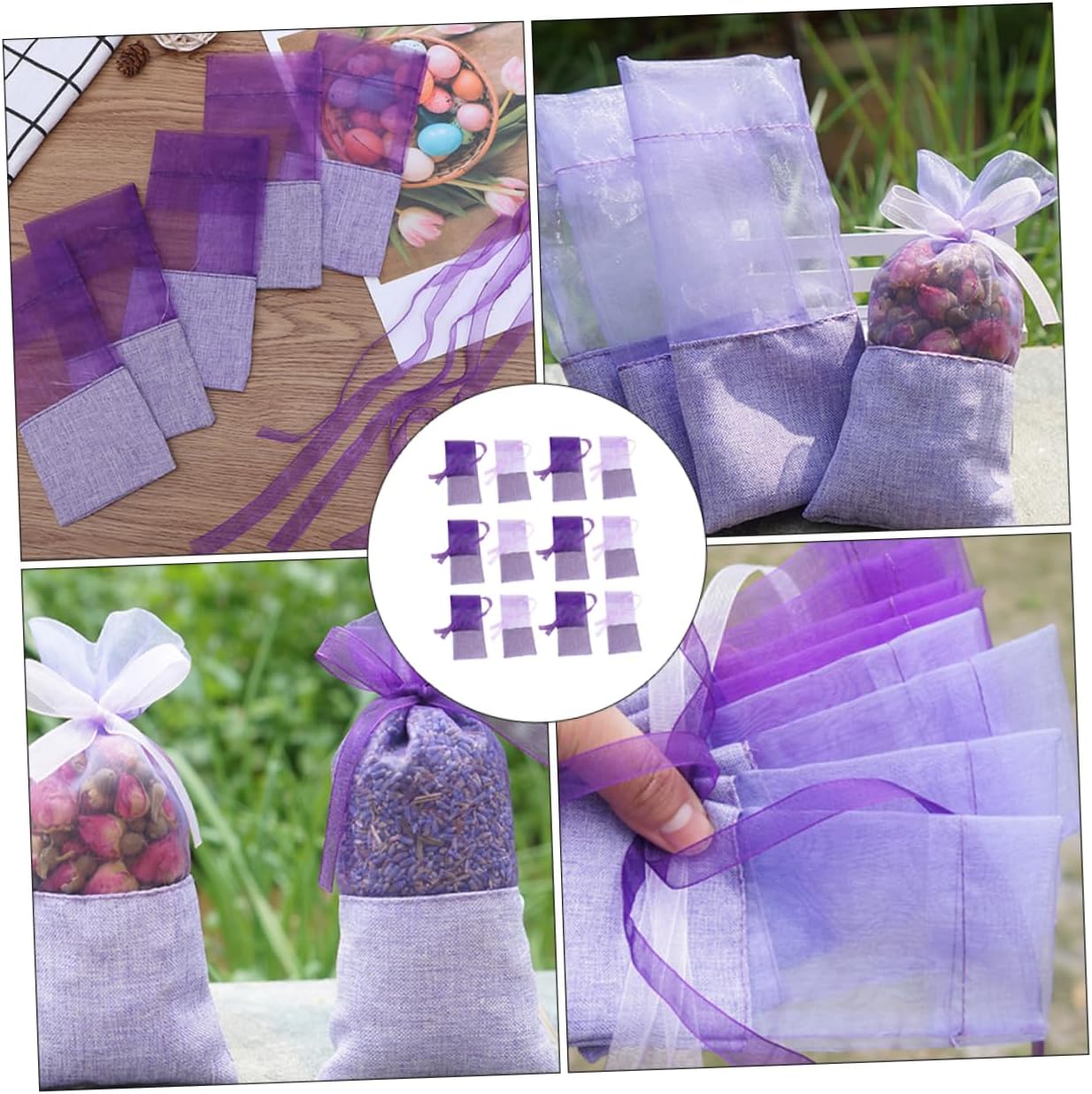 24pcs Lavender Scented Sachets with Ribbons for Wardrobe Clothes Cars and Gifts
