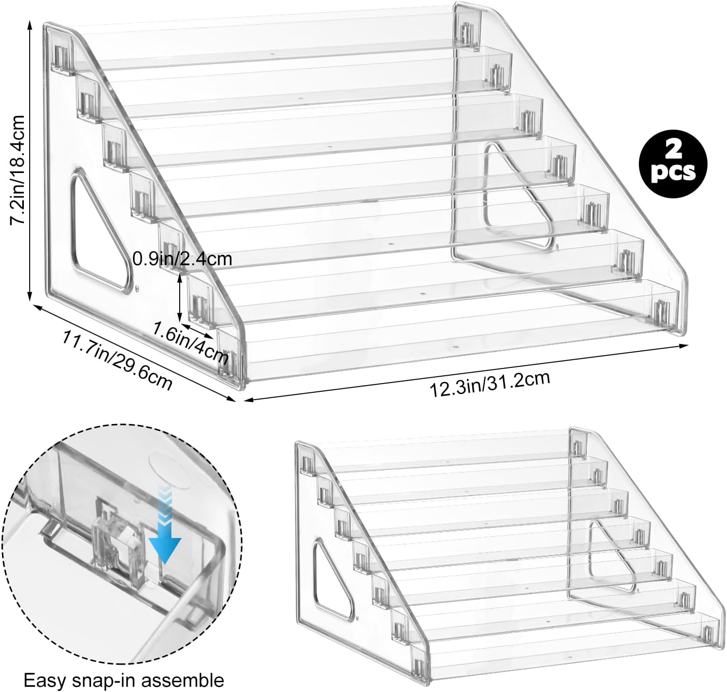 2 Pack 7 Tier Essential Oil Organizer Clear Holder Display Rack