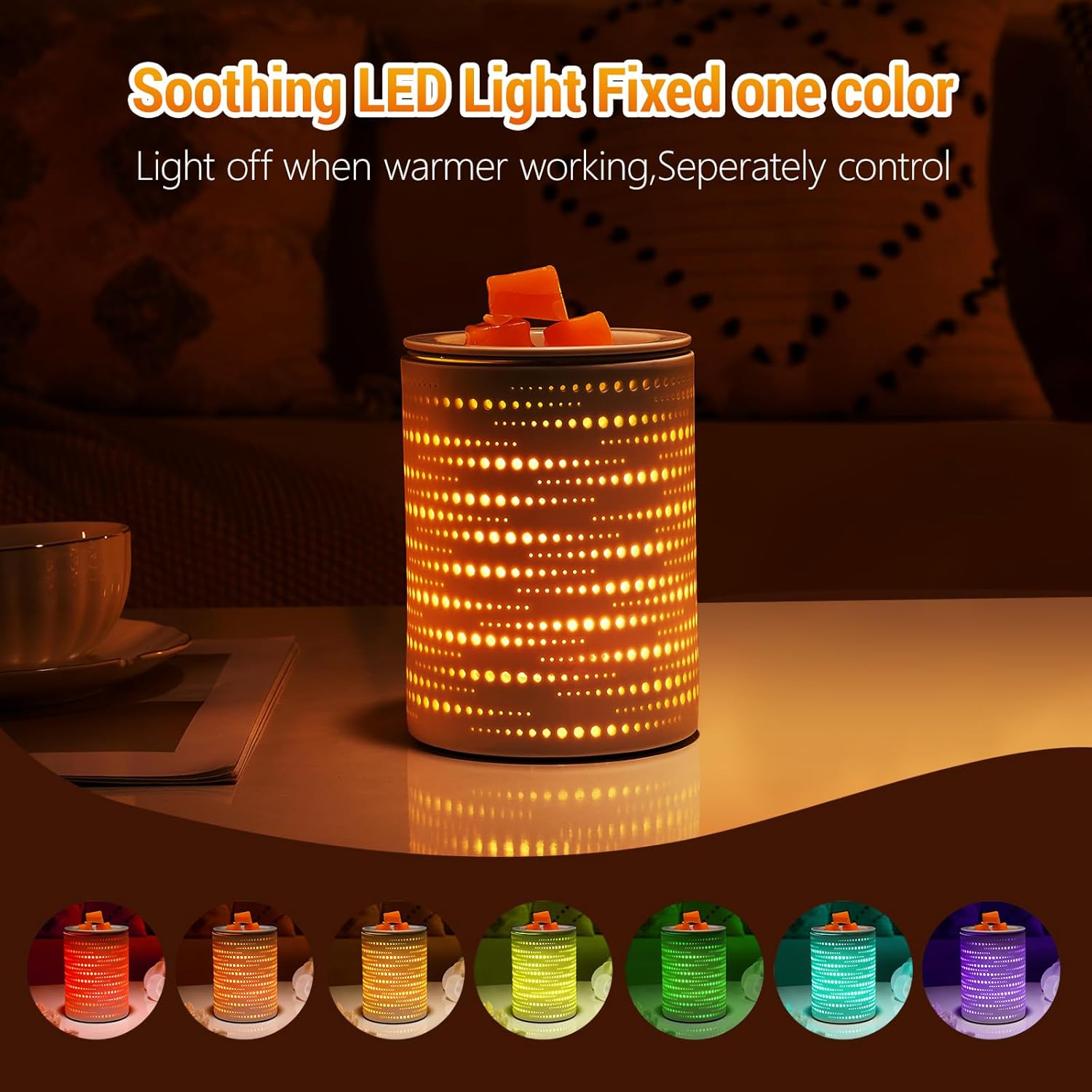 Ceramic Wax Melt Warmer with Timer and LED Lights