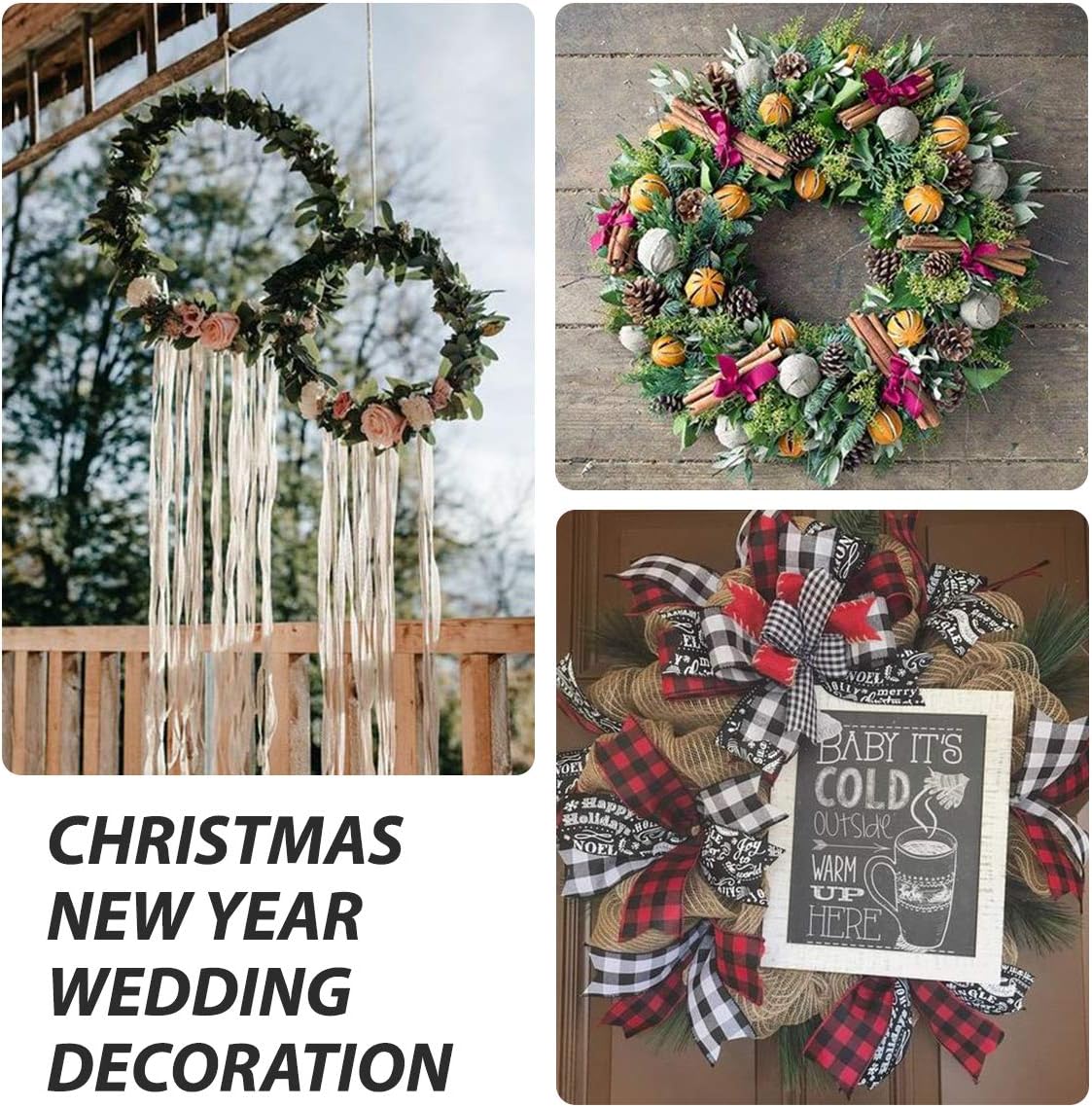 6 Pack 8 Inch Metal Wreath Frame with Hooks and Burlap