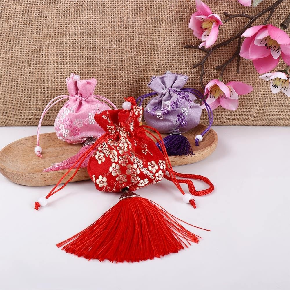 Women Brocade Sachet with Plum Flower Design