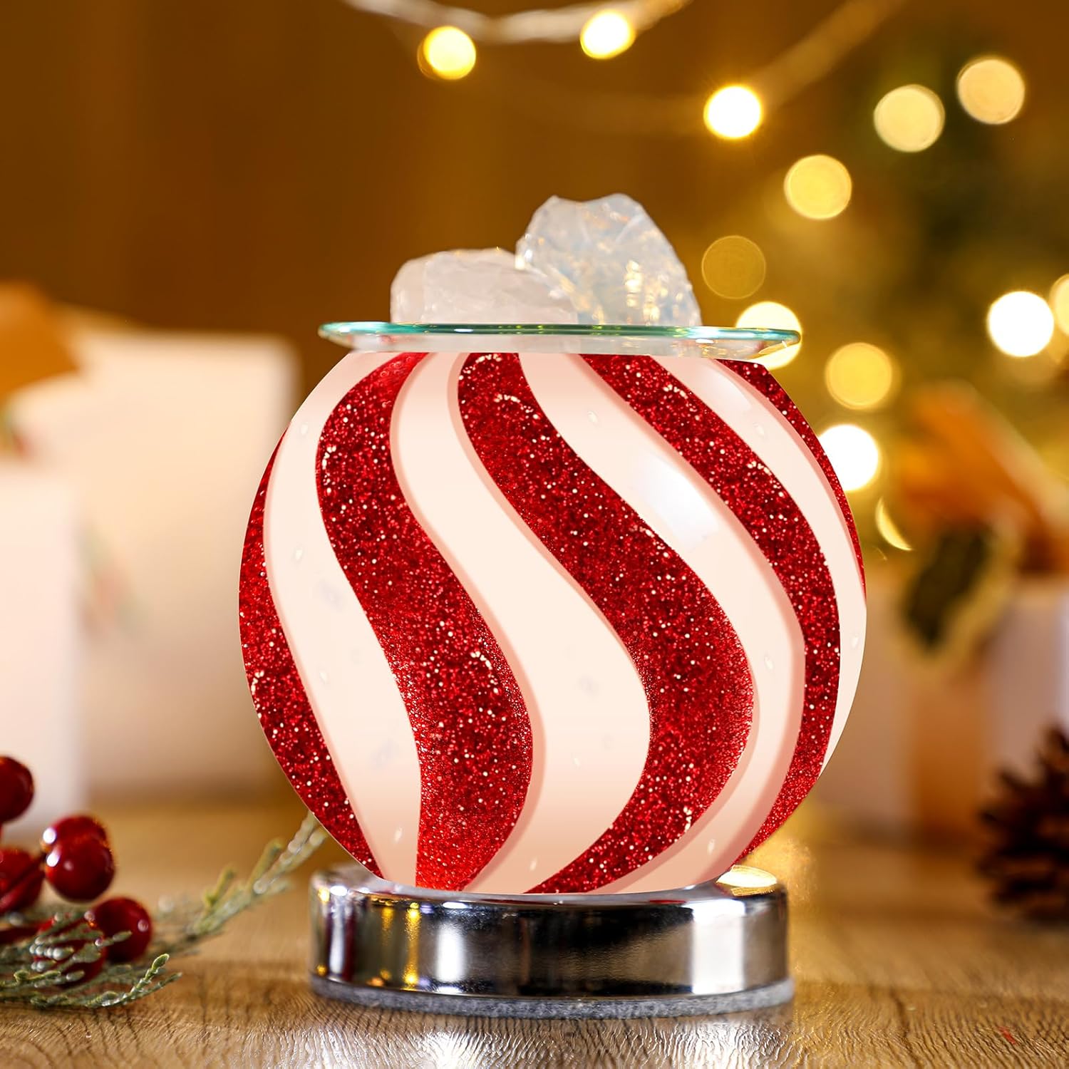 Christmas Candy Wax Melt Warmer - Festive Fragrance Lamp for Home Office