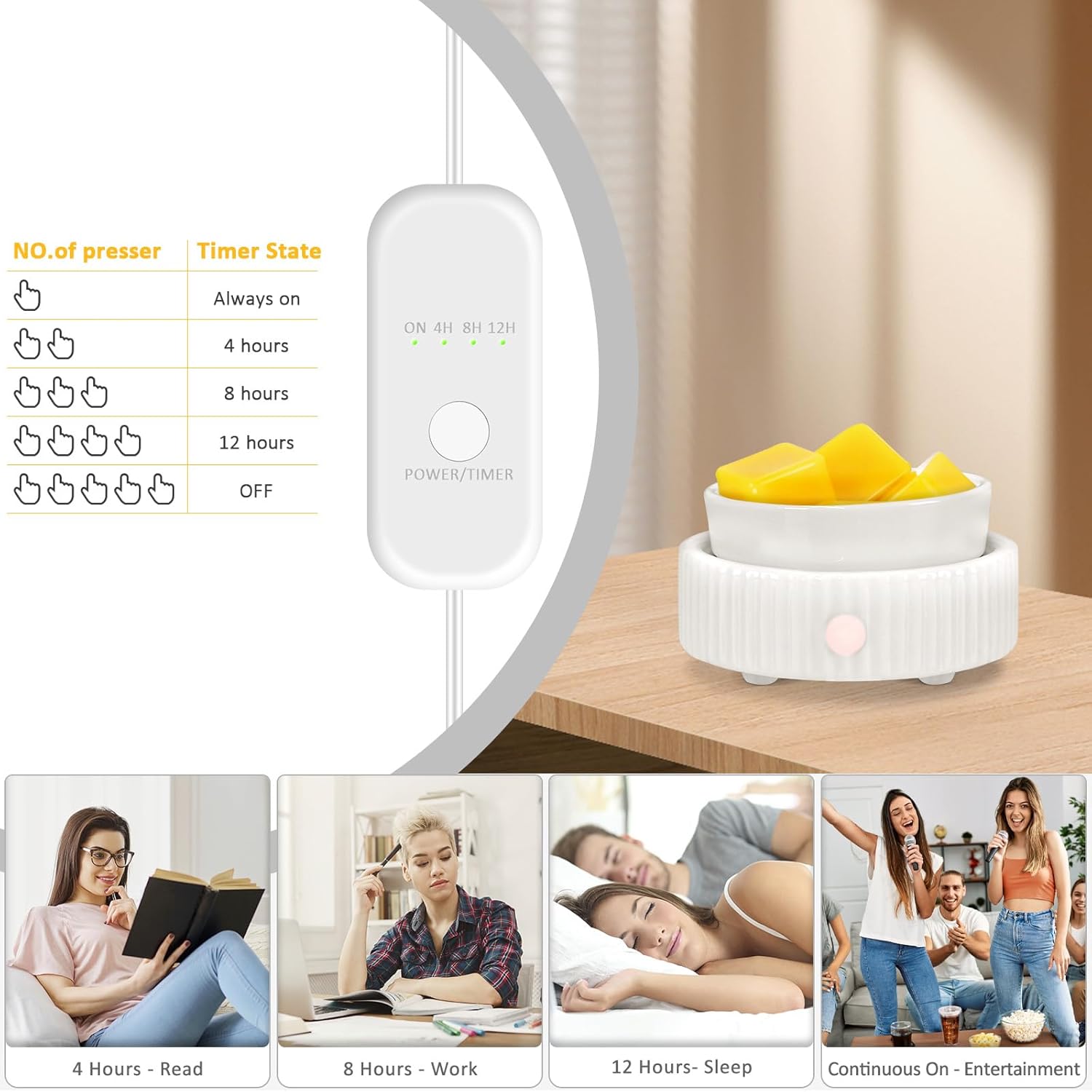 Maromamix Wax Melt Warmer with 4 Timer and PTC Heating