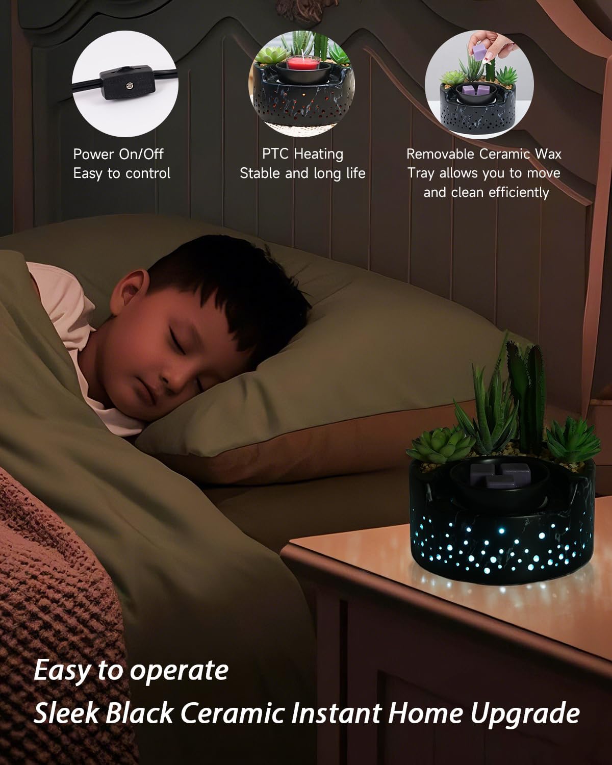 Ceramic Wax Melt Warmer 4-in-1 with LED Light