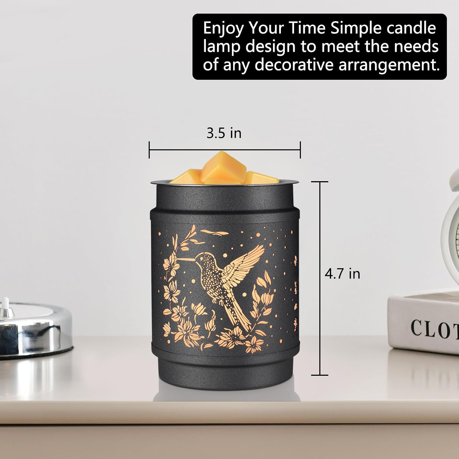 Hummingbird Metal Wax Warmer - Electric Candle Oil Melter for Home Fragrance