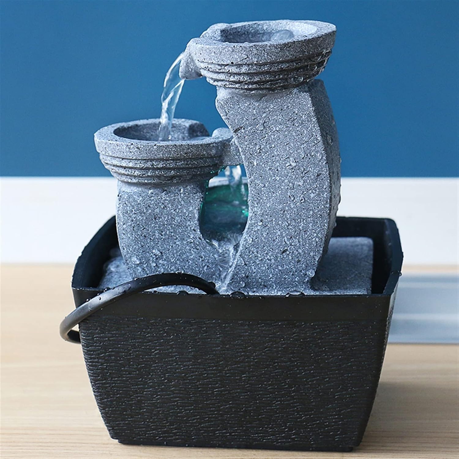 Water Fountains Indoor Fountain Resin Rock Three-Layer Flowing Water Desktop Fountain
