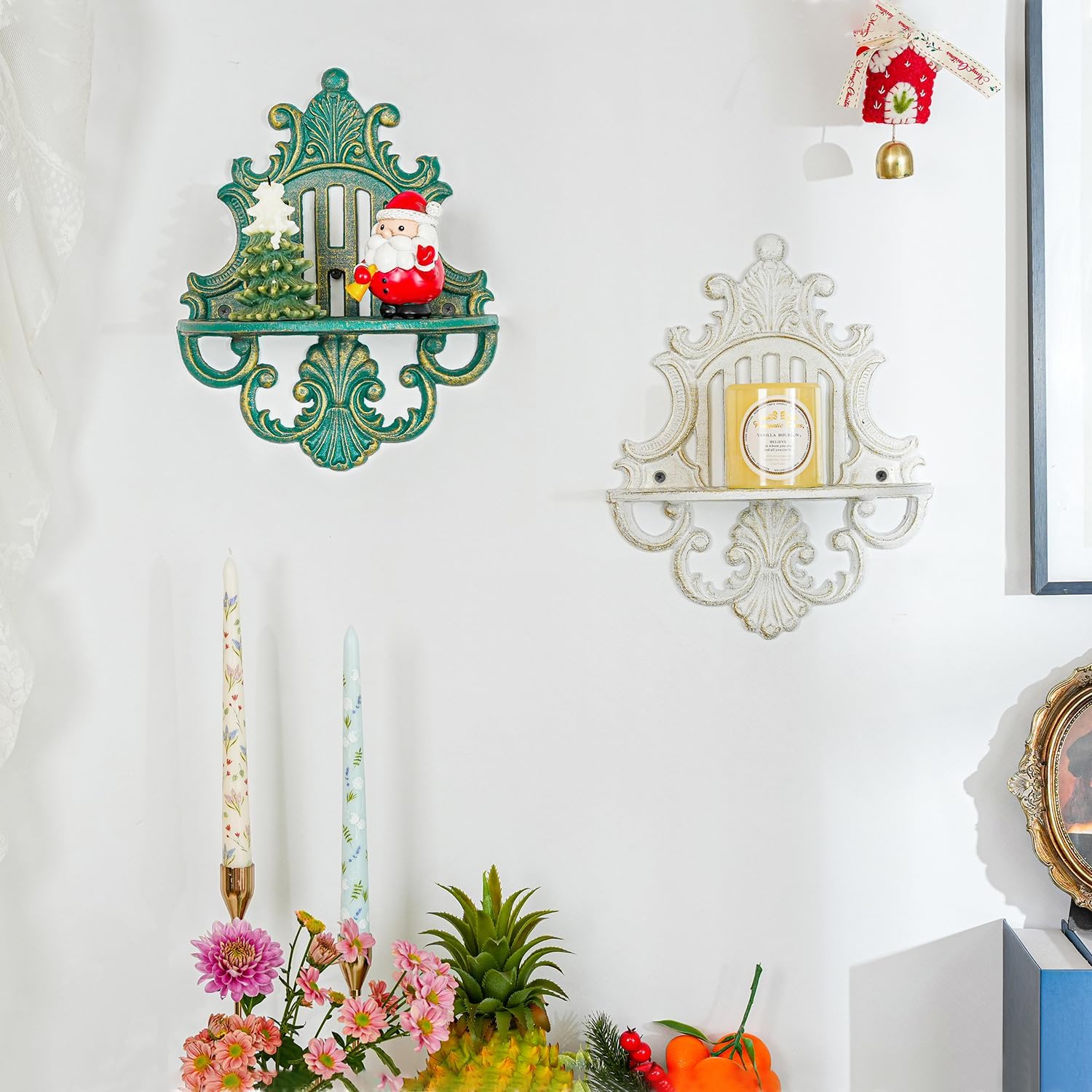Sungmor 2PC Gothic Floating Shelves Heavy Duty Cast Iron Wall Mount