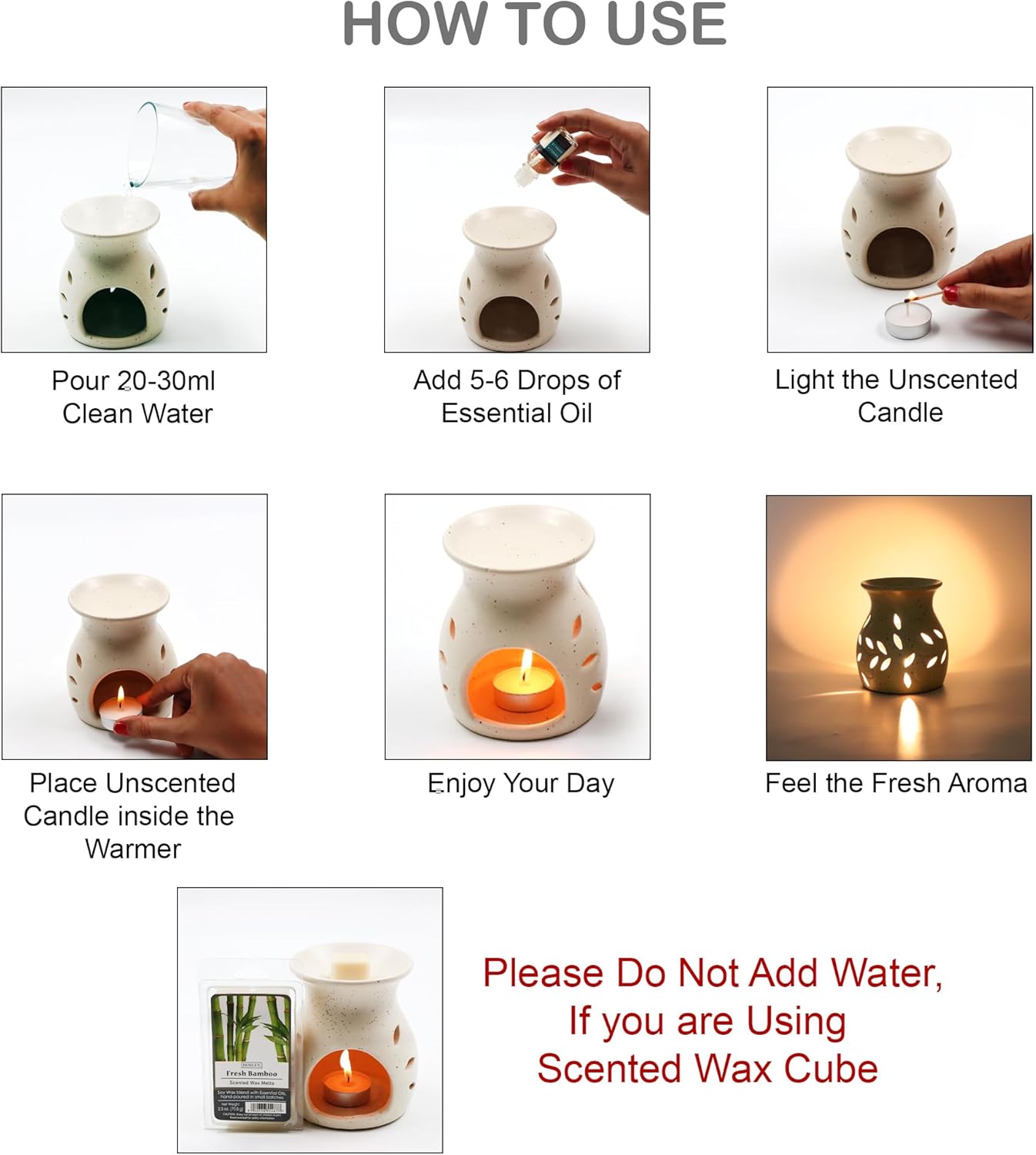 Hosley Elegant Ceramic Oil Warmers Set of 3