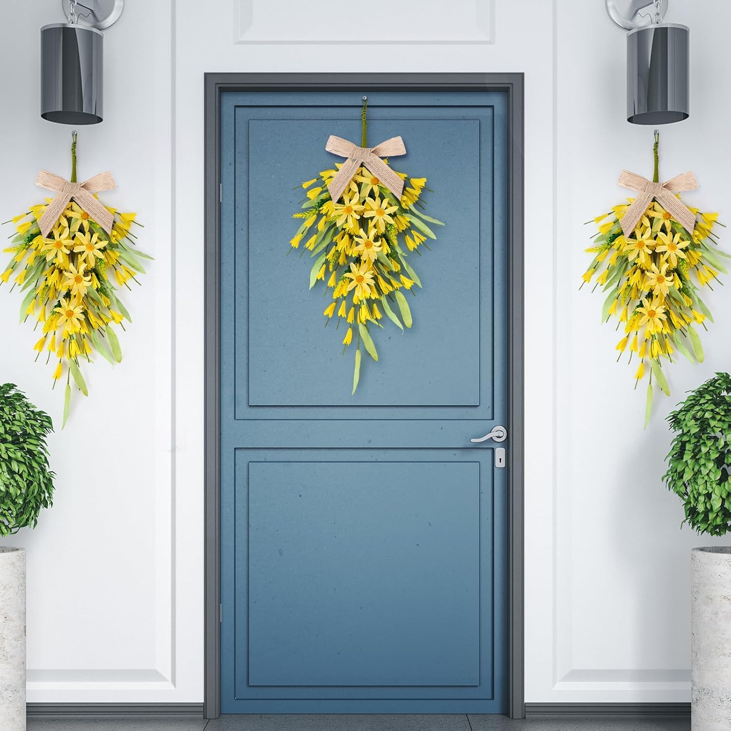 22 Inch Yellow Forsythia Wreath 2 PCS Front Door Decor