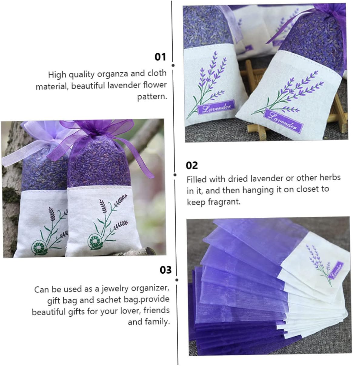 Housoutil 22pcs Lavender Sachet Bags for Aromatherapy and Home Fragrance