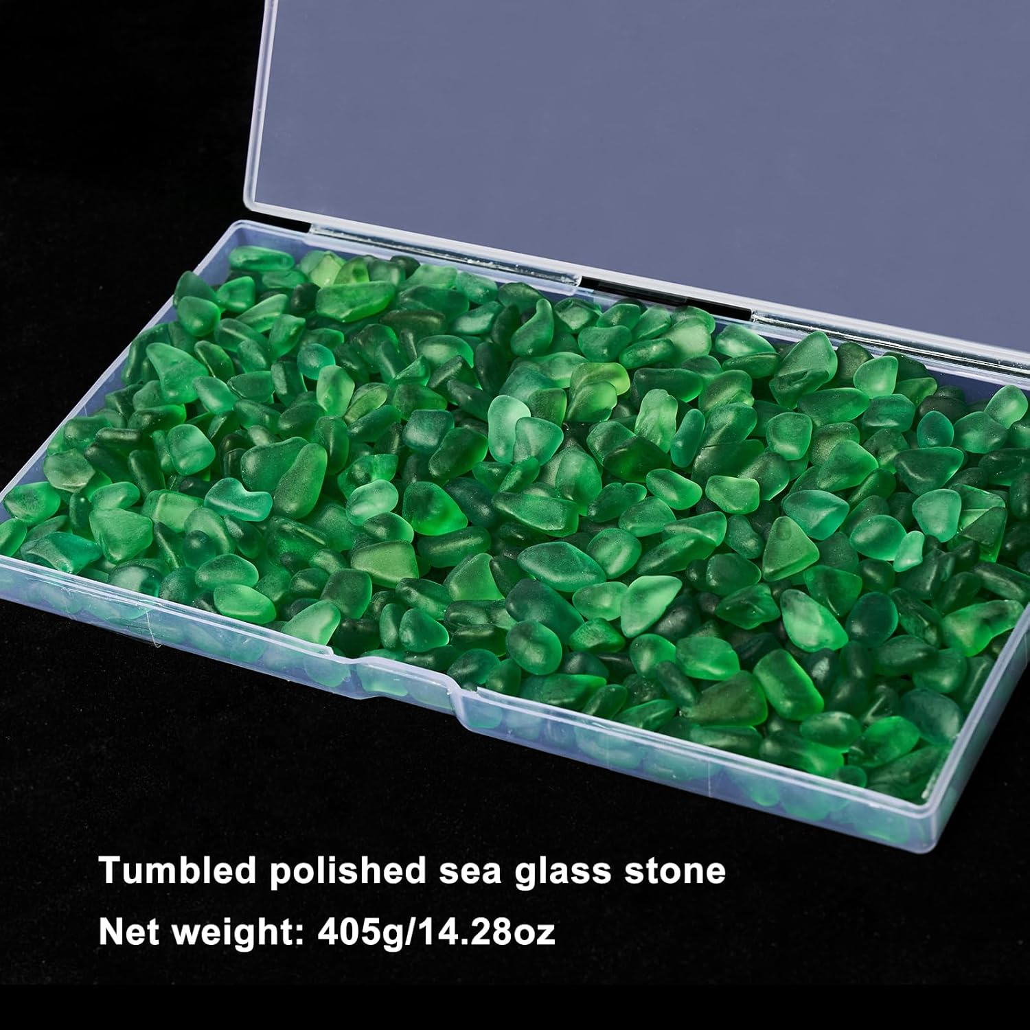 QEQEKAKA Sea Glass Stones for Crafts 1LB Green Pebbles