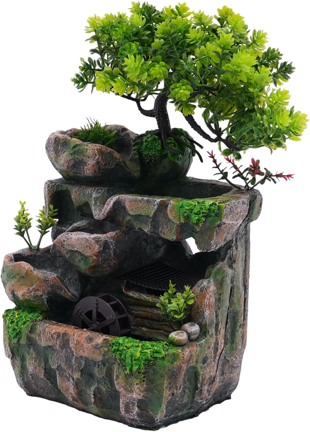 Desk Water Fountain With LED Light and Rockery Design