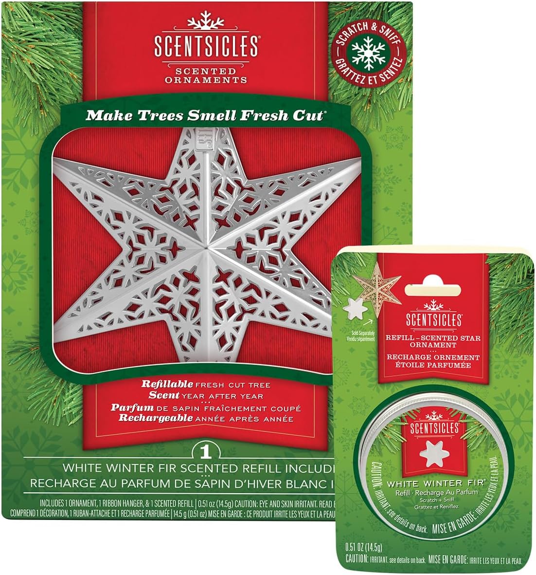 Scentsicles Silver Star Christmas Ornament with Scent Pack