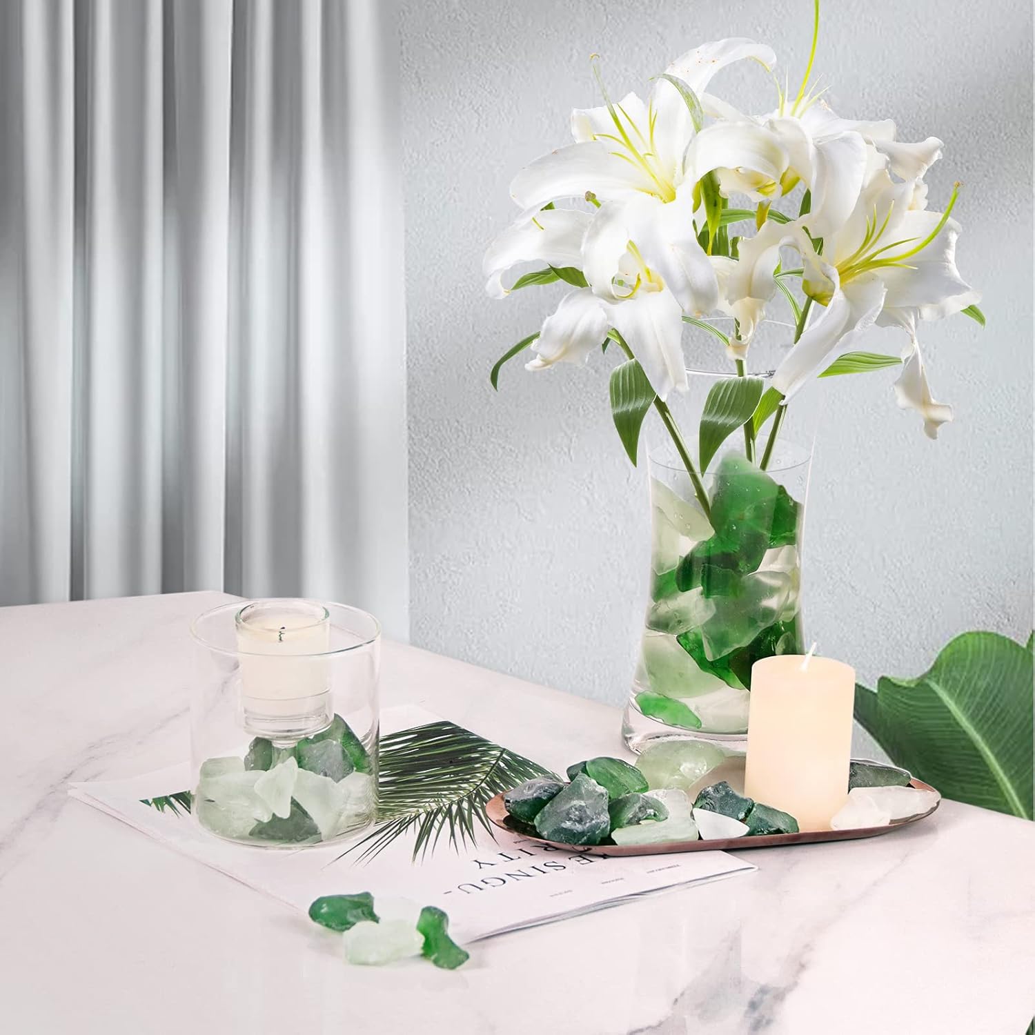 Ausluru 5LB Frosted Sea Glass Vase Fillers