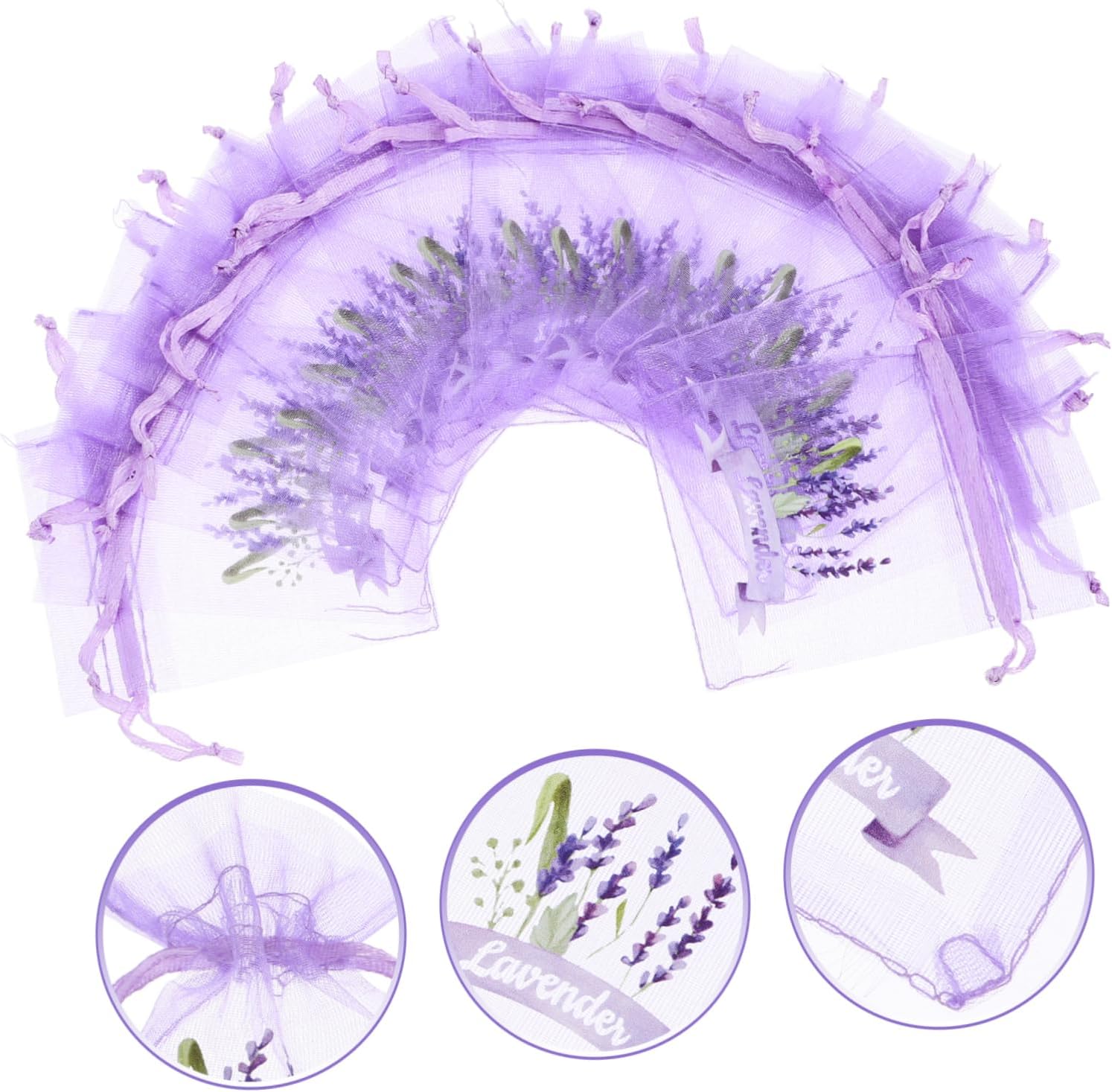 Garneck 20pcs Lavender Drawstring Bags for Home Fragrance Storage and Organization