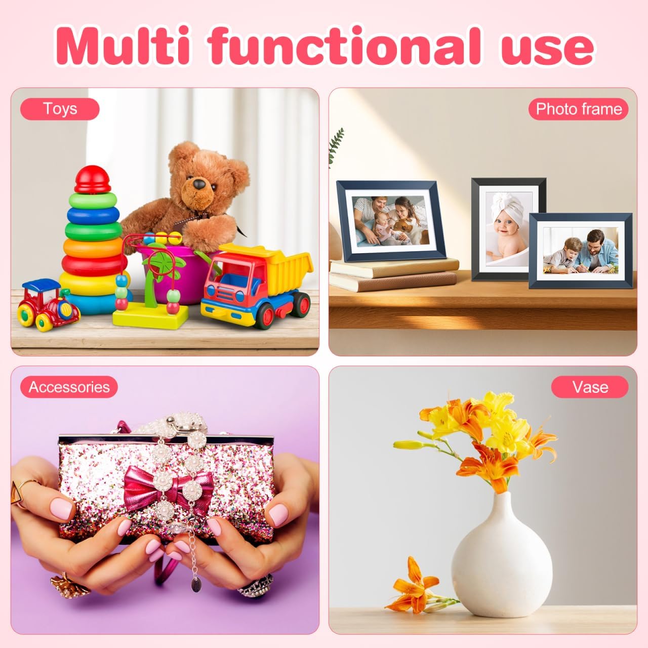 DOITOOL Wooden Floating Shelf Wall Mounted Pink