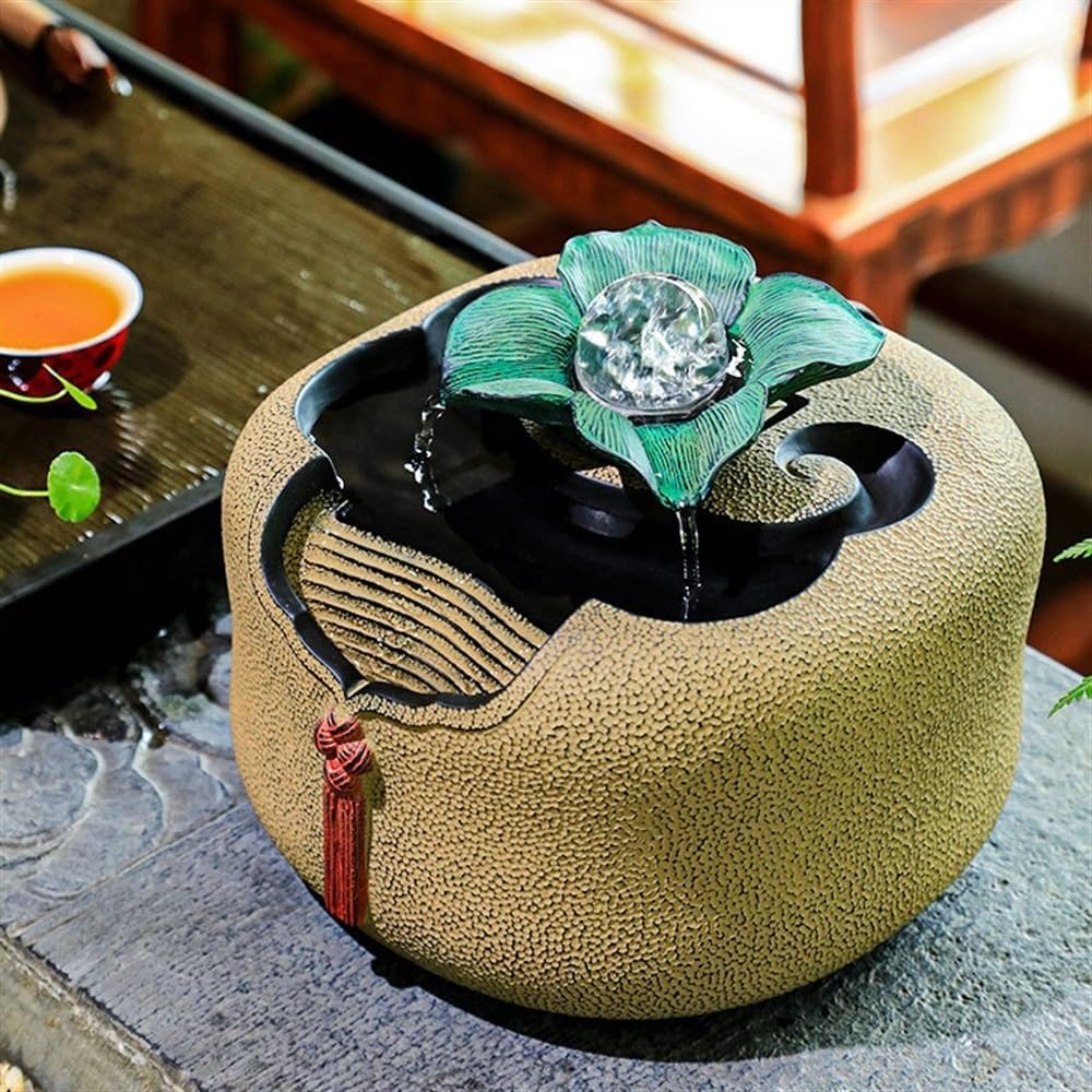 Yellow Resin Tabletop Fountain for Home Decor