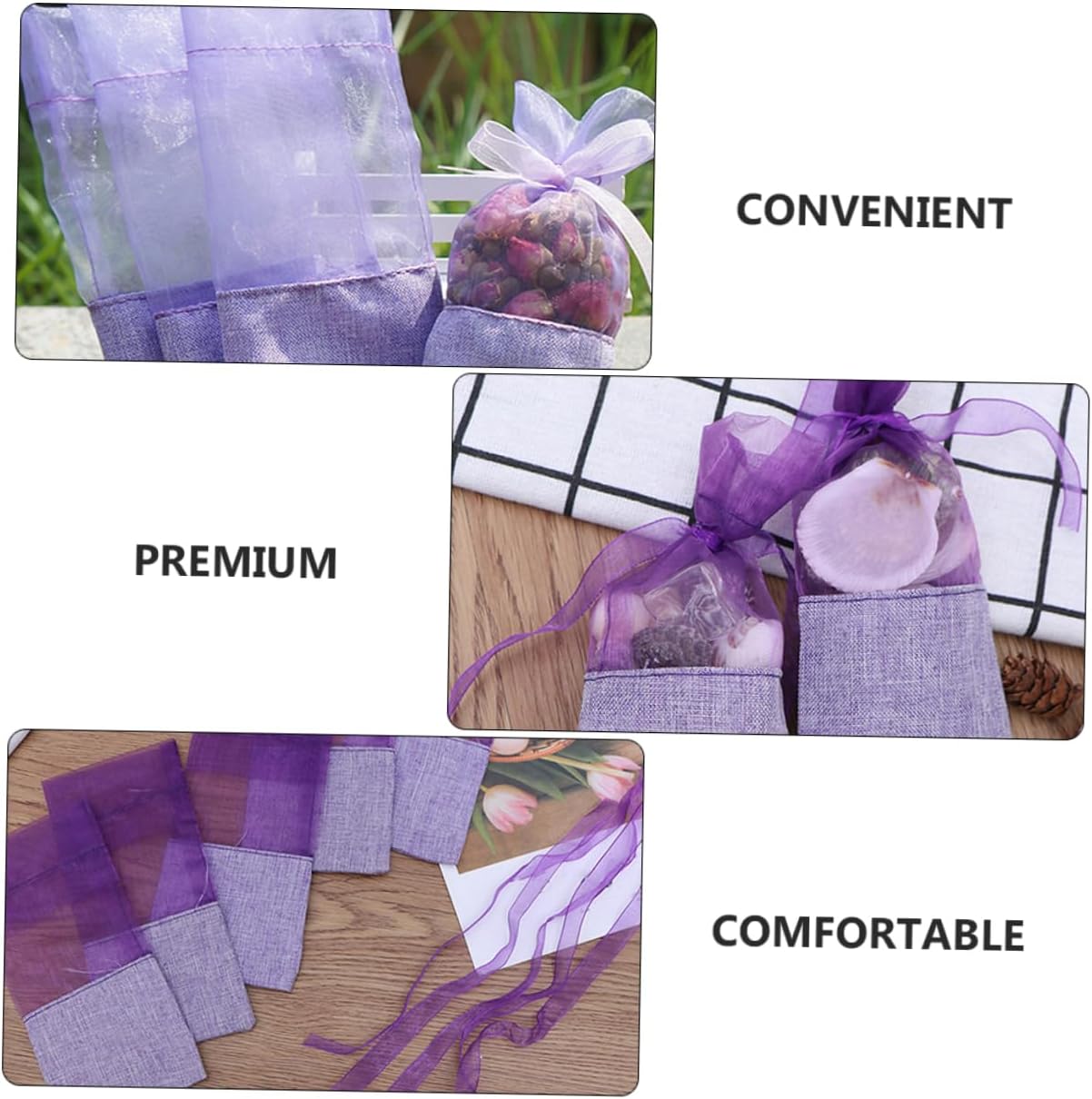 24pcs Lavender Flower Design Gauze Sachets Empty Bags for Home Use