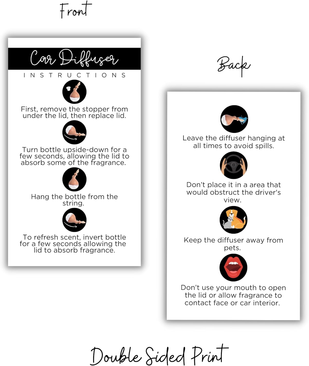 Lashicorn Car Diffuser Care Cards 50 Pack