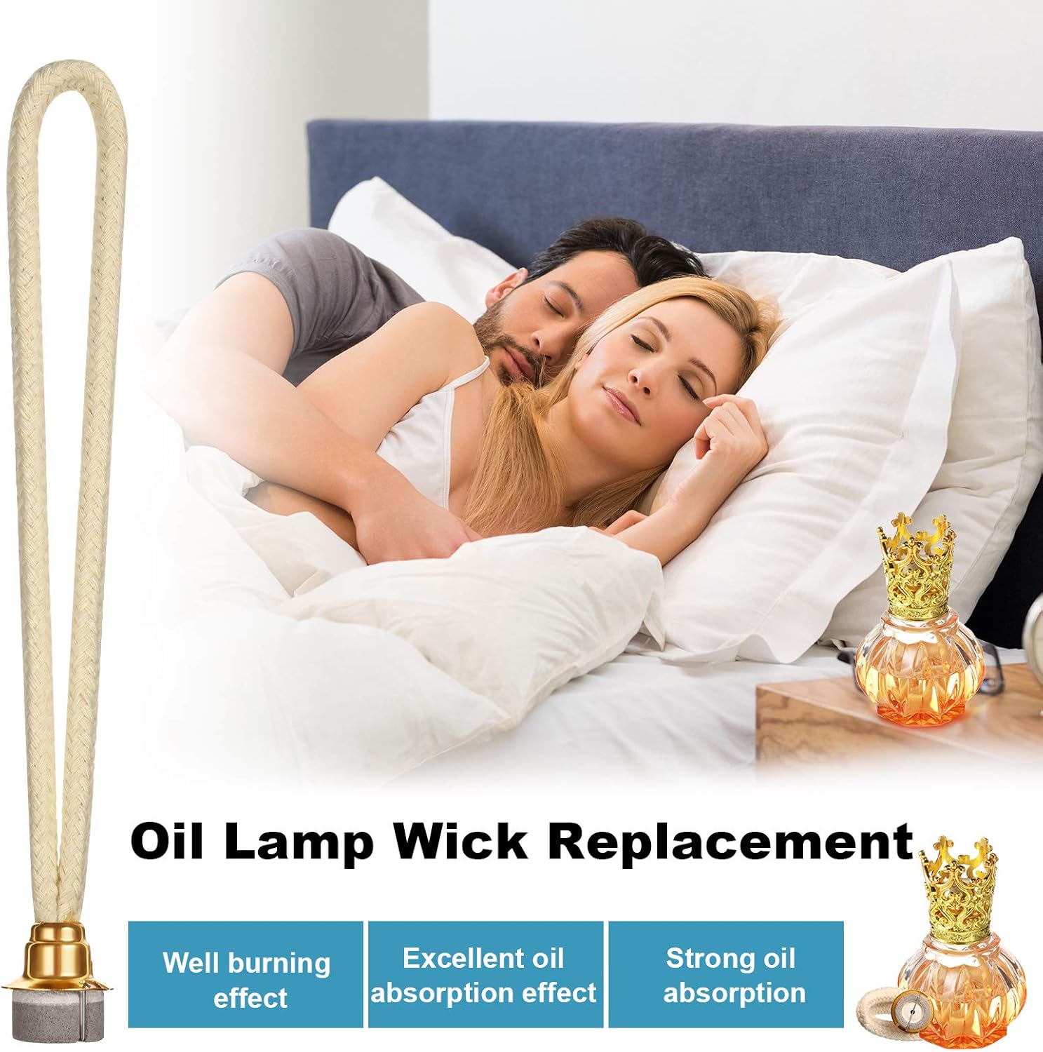 Maitys 6-Piece Oil Lamp Wick Set for Aromatherapy Silver and Gold