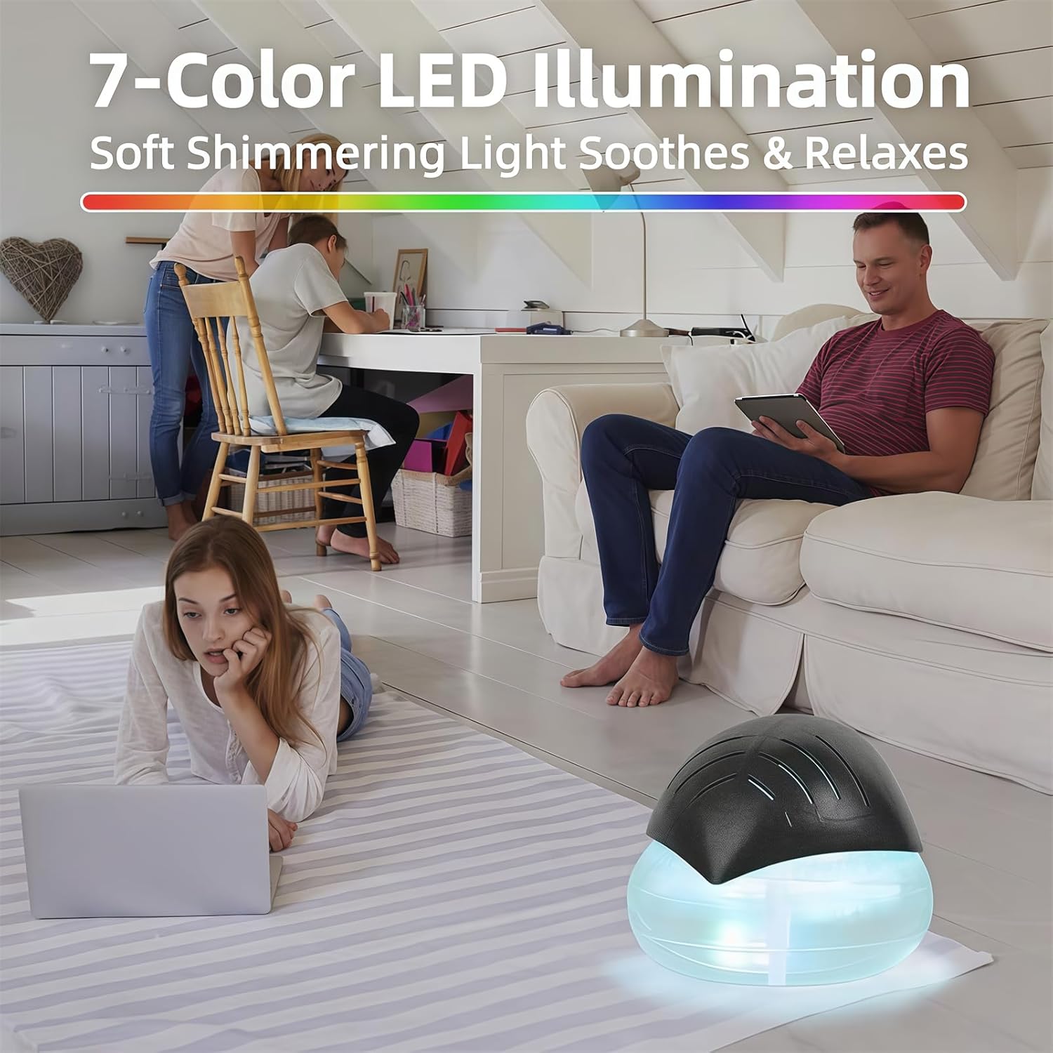Air Purifier with 4 Bottles of Perfume Blue LED Night Light