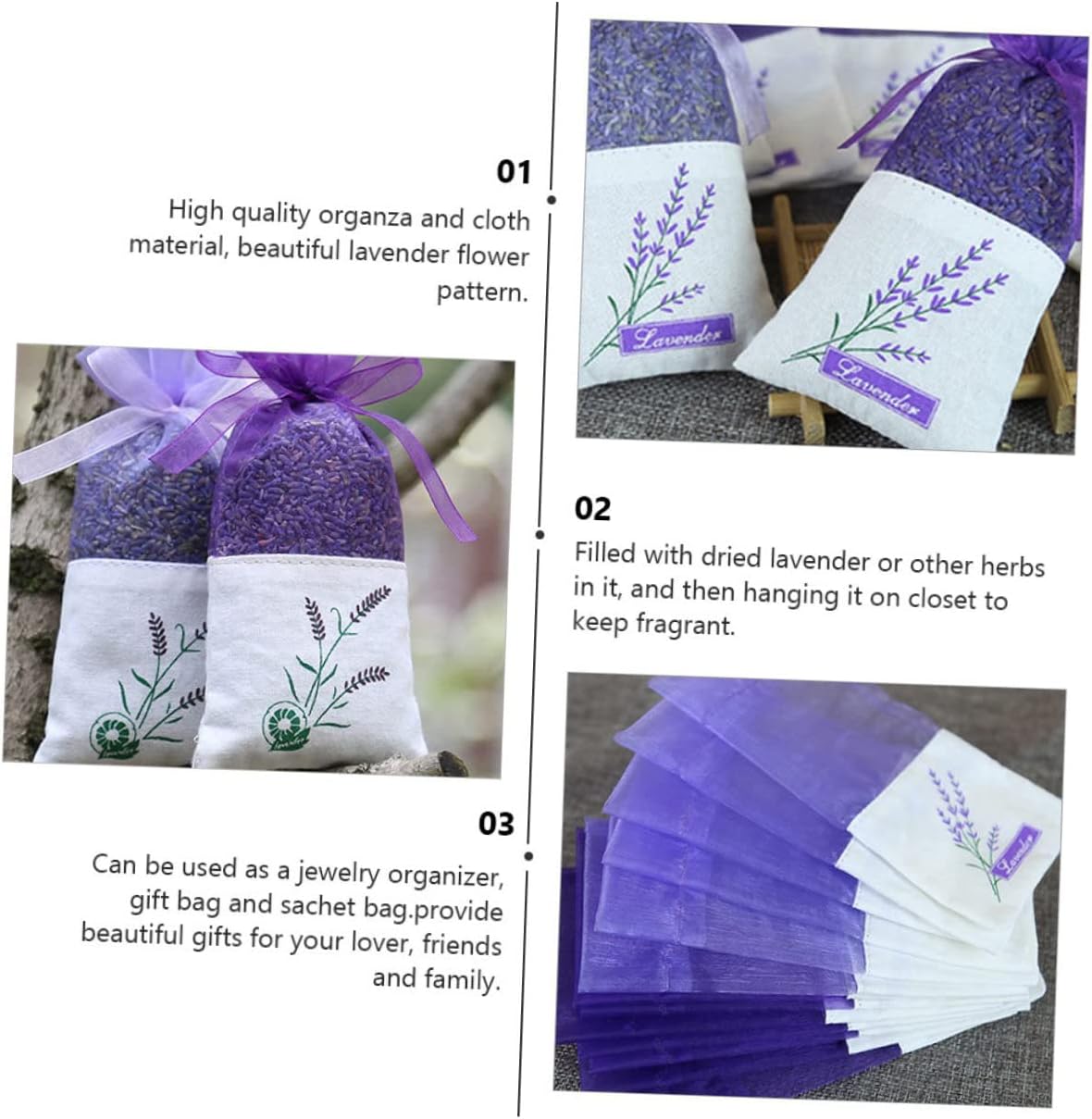 22pcs Lavender Sachet Bags for Closets and Air Freshening