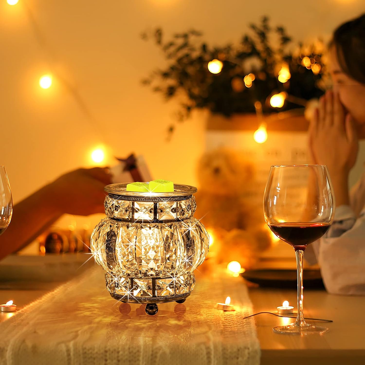 MAXWINER Electric Wax Melt Warmer with Crystal Design