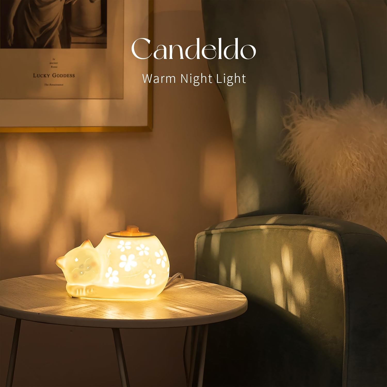 Candeldo Cat Wax Melt Warmer with 2 Bulbs