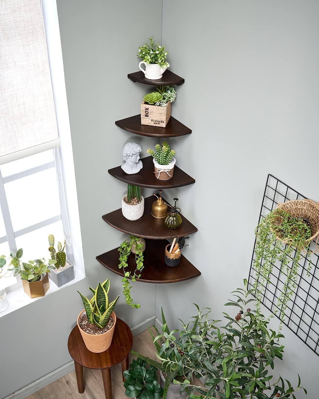 9-inch Walnut Floating Corner Shelf Wall Mount