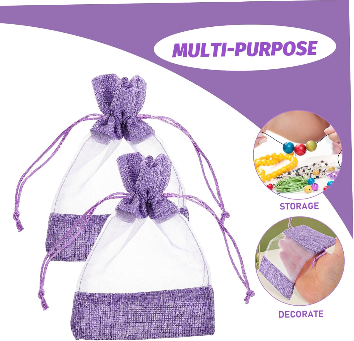 10pcs DIY Scented Lavender Sachet Bags with Drawstring Closure for Home Use