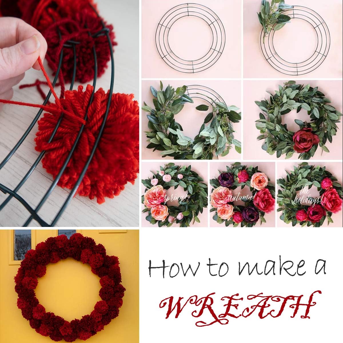 6 Pack 8 Inch Metal Wreath Frame with Hooks and Burlap