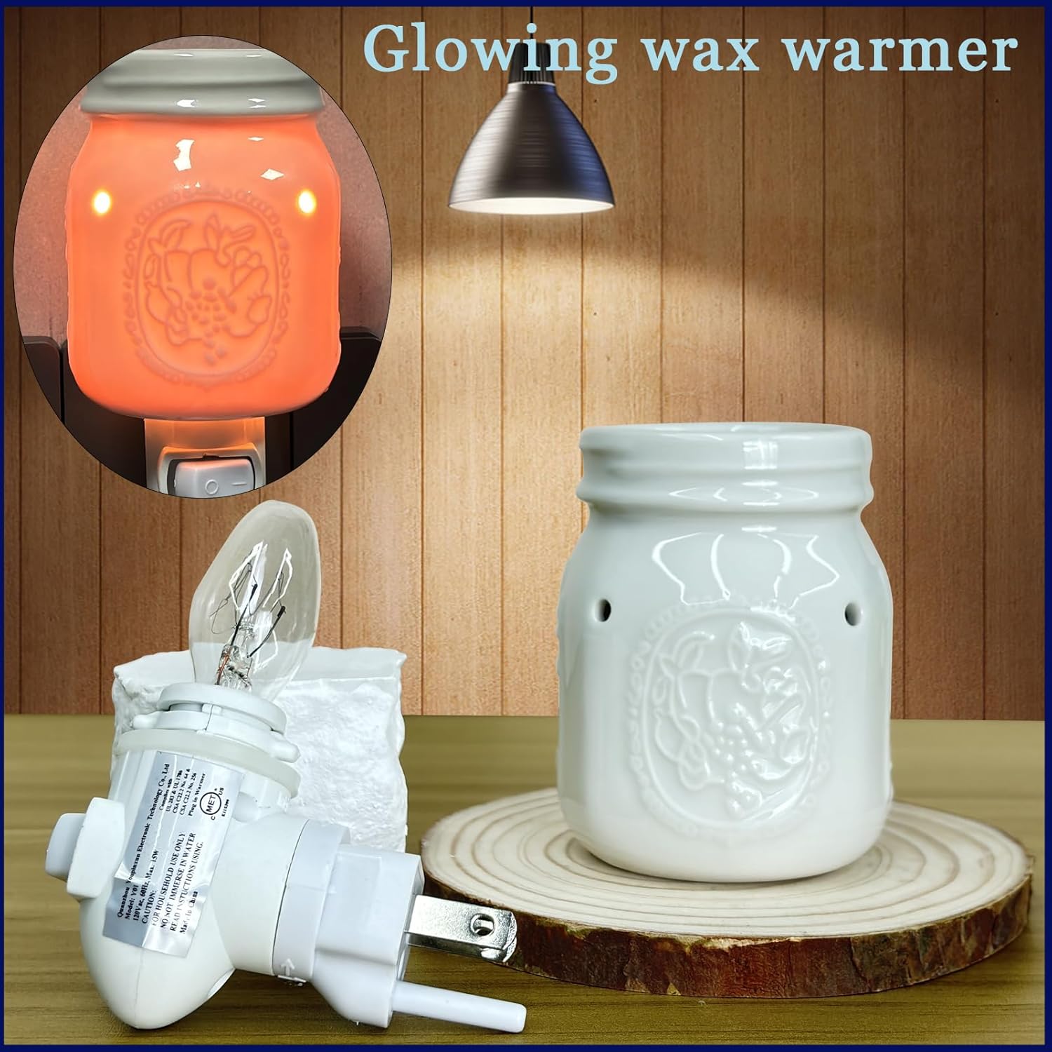 Ceramic Plug In Wax Warmer with Grape Pattern
