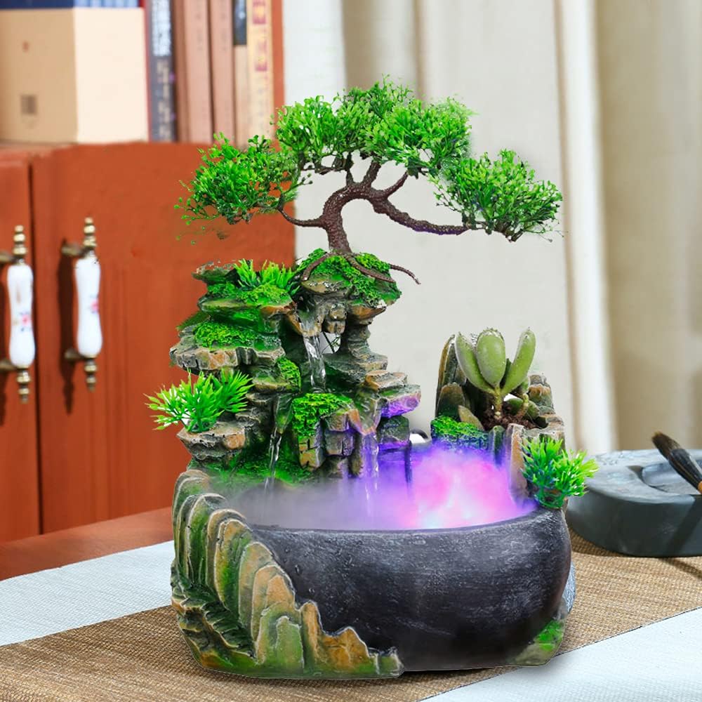 Wupyi Tabletop Fountain Indoor Waterfall Zen Meditation Decor
