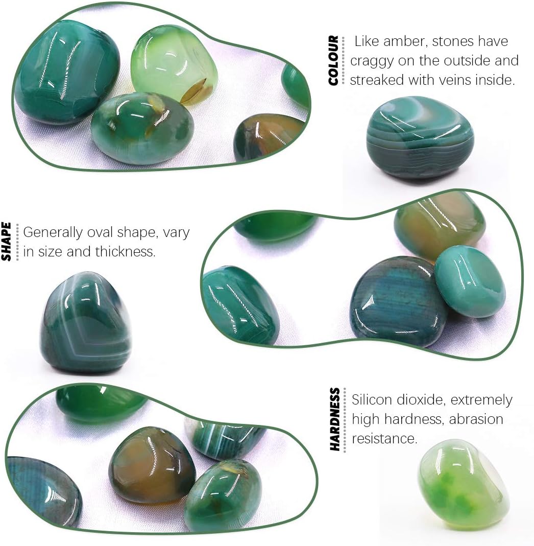 Hilitchi Green Agate Tumbled Stones 1lb Bag