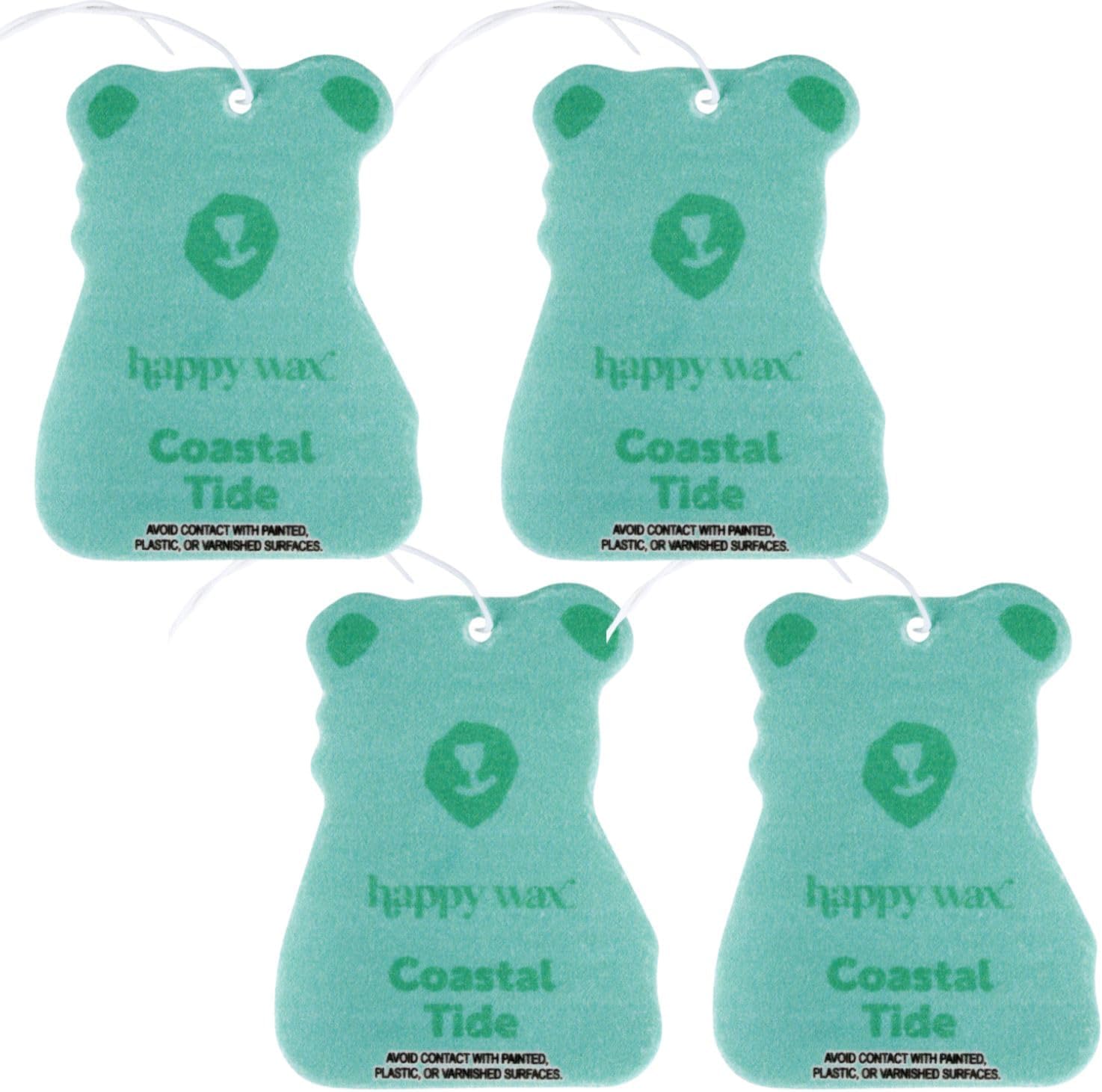 Happy Wax Coastal Tide Hanging Car Cub Air Fresheners 4 Ct