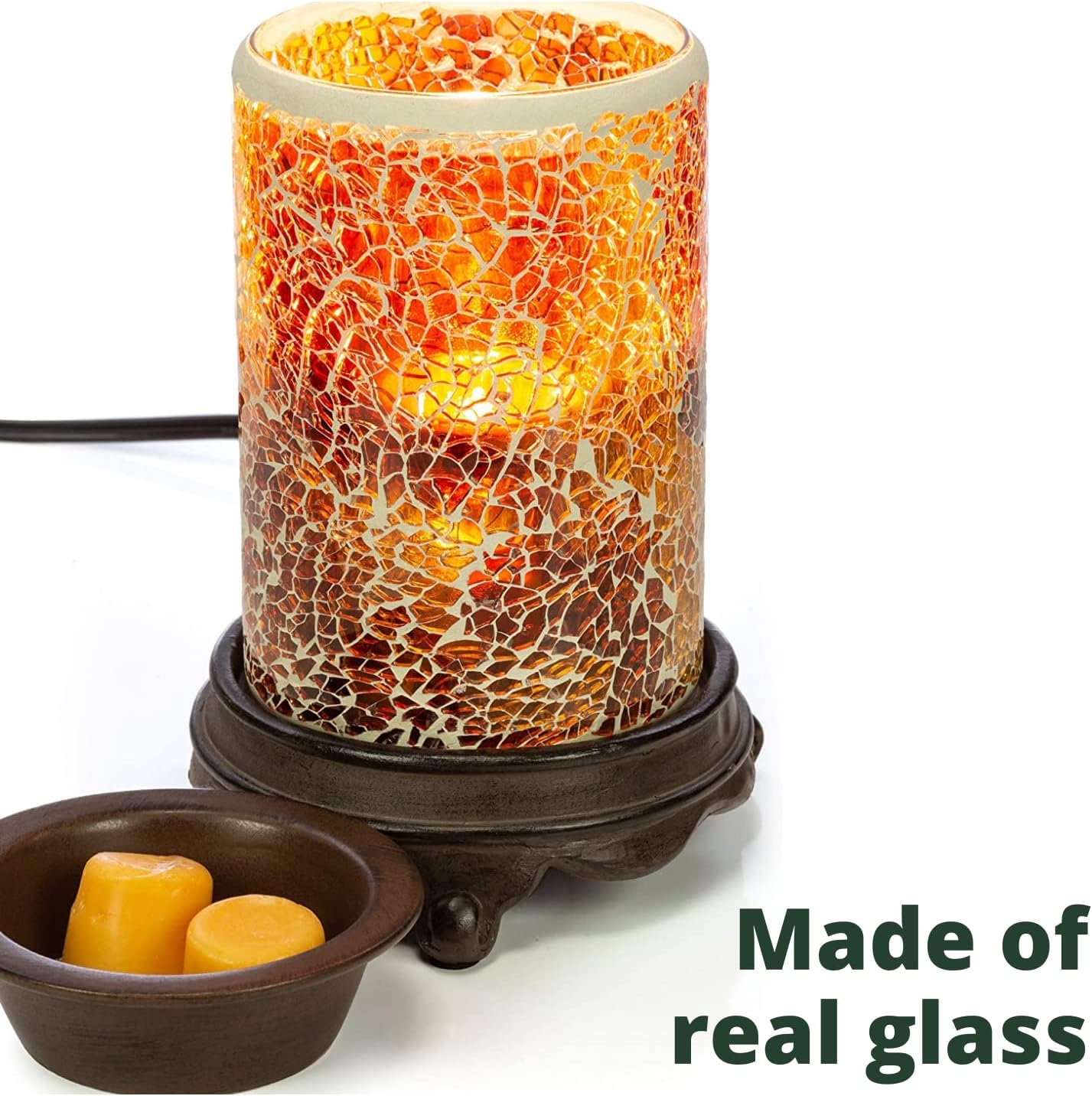 VP Home Wall Plug-in Wax Warmer - Mosaic Glass Amber Light Fragrance Diffuser