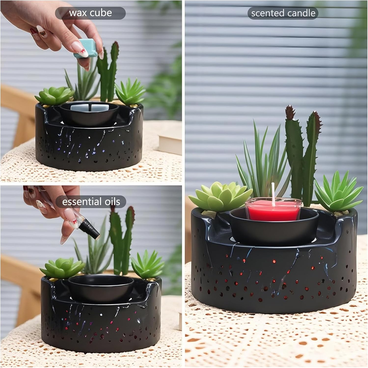 Ceramic Wax Melt Warmer 4-in-1 with LED Light