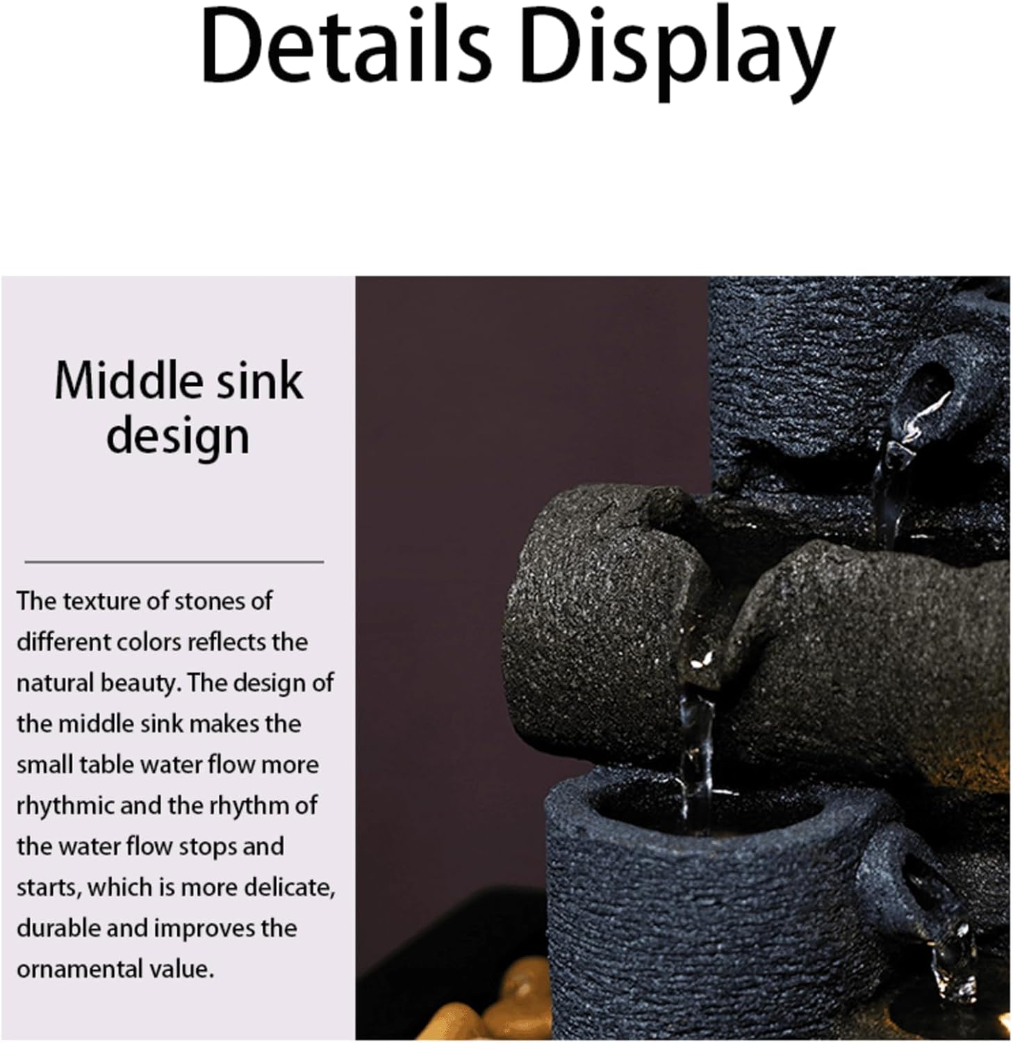 Tabletop Fountain with Waterfall and LED Lights
